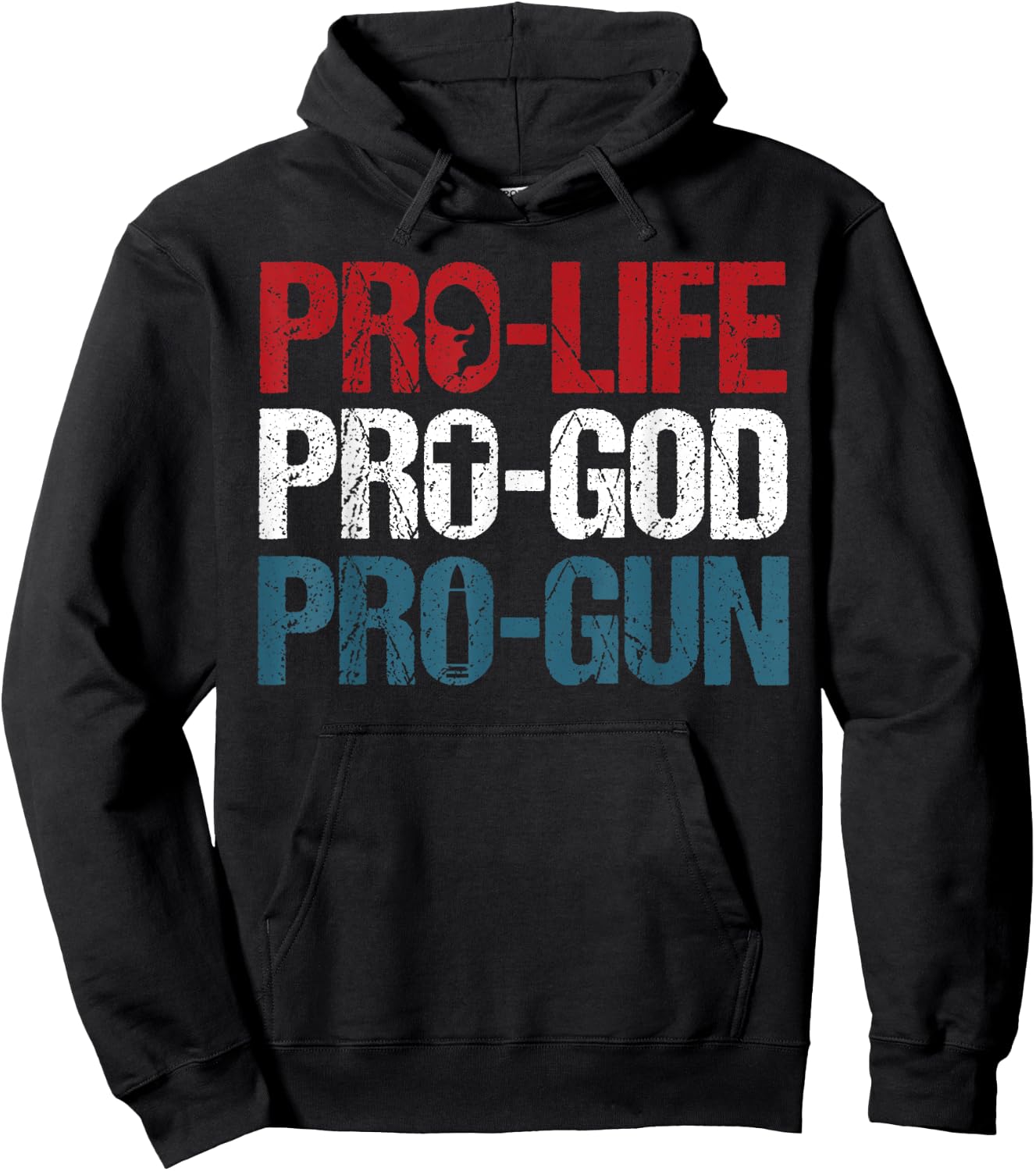 Pro Life Pro God Pro Gun Shirt USA Patriot Birthday Gift Hoodie - Hoodie | Black