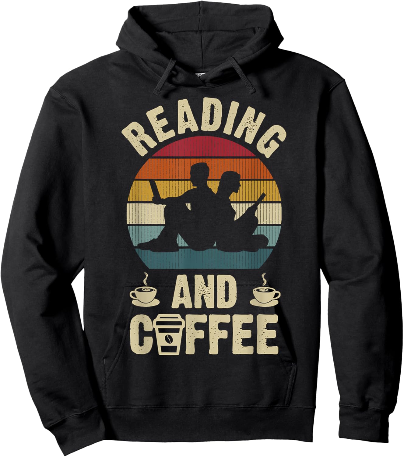 Funny Reading and Coffee Lovers Vintage Theme Hobby Cute Hoodie - Hoodie | Black