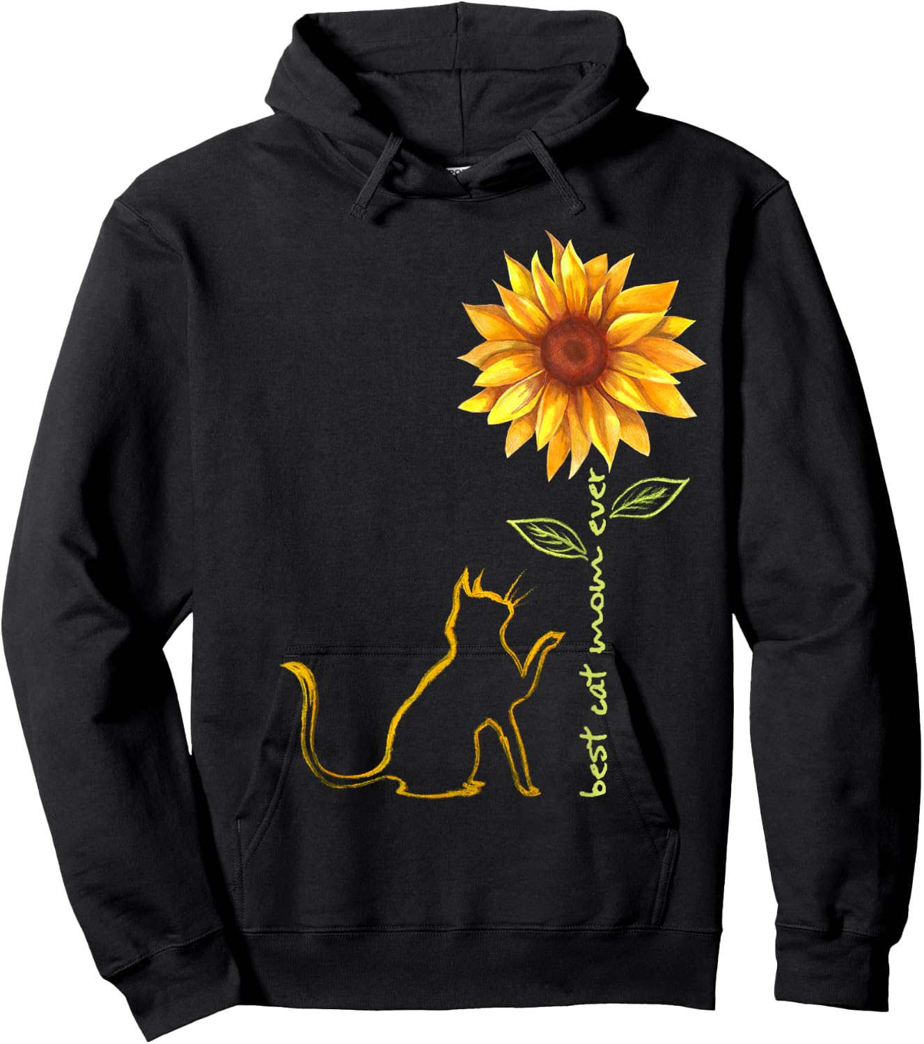 Best Cat Mom Ever Sunflower Cat Tree Men Women Girls Kids Hoodie - Hoodie | Black