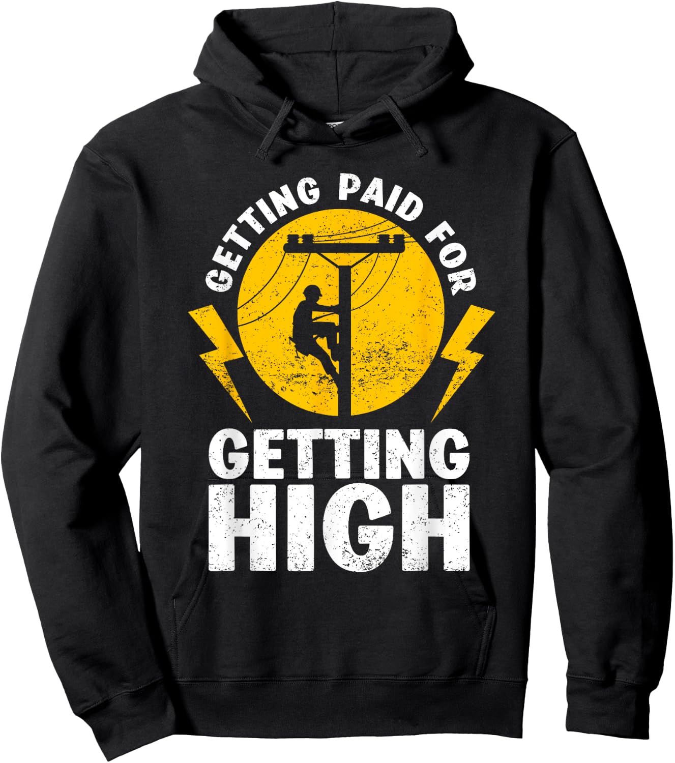 Funny Electrician Gift Electrical Power Lineman Men Boys Hoodie - Hoodie | Black