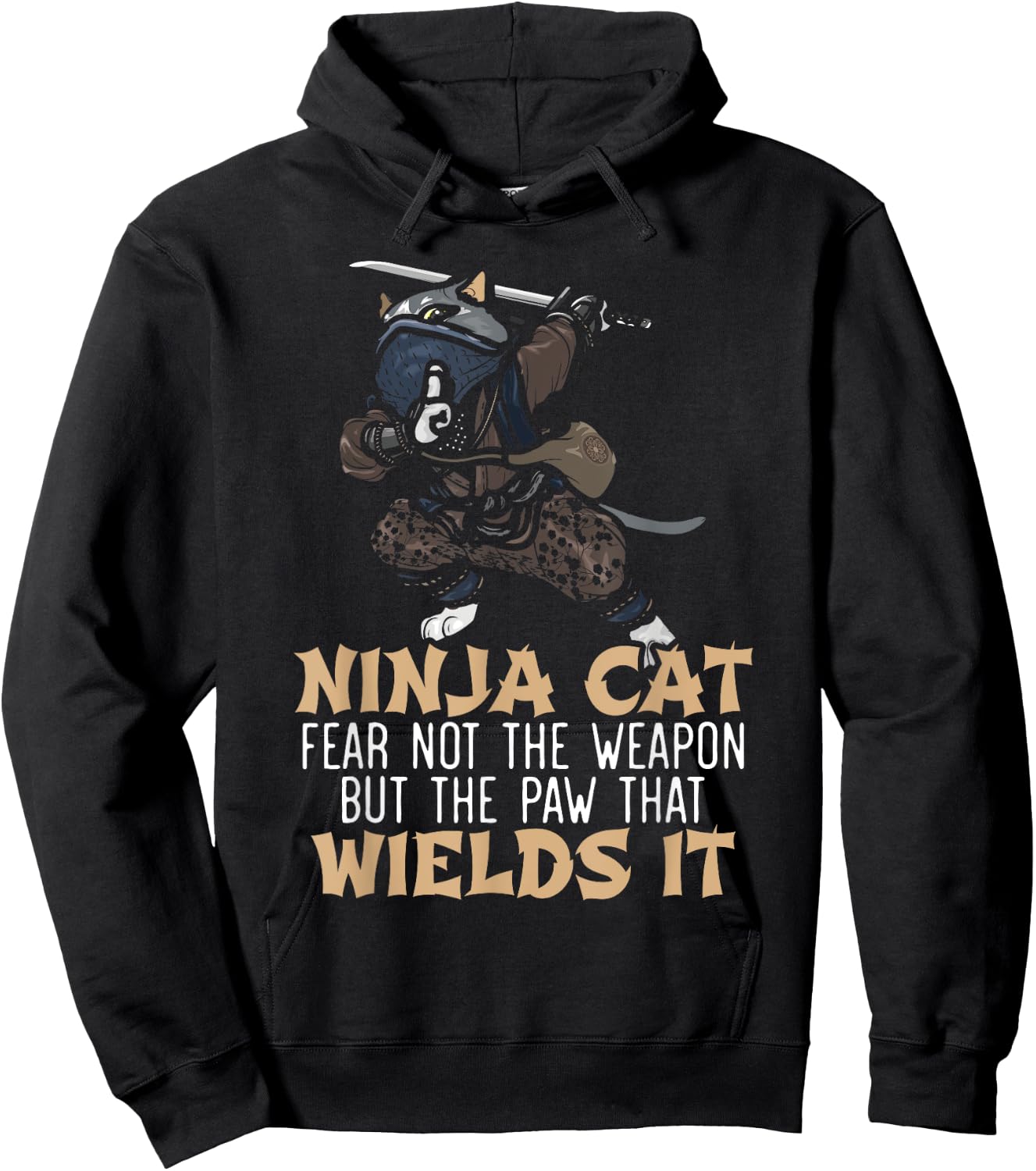 Ninja Cat Mercenary Shuriken Kunai Shinobi Kitty Lover Women Kids Hoodie - Hoodie | Black
