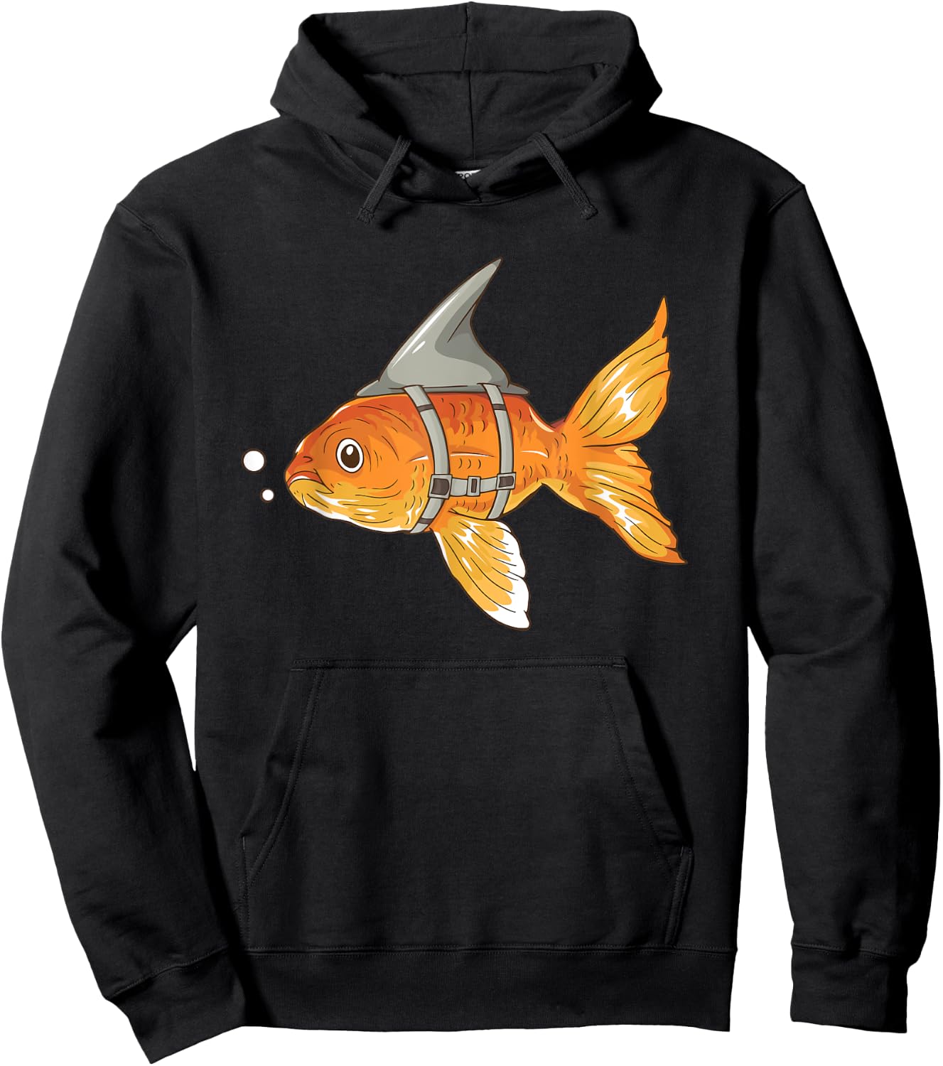 Funny Goldfish with Shark Fin Strapped - Aquarium Koi Carb Hoodie - Hoodie | Black