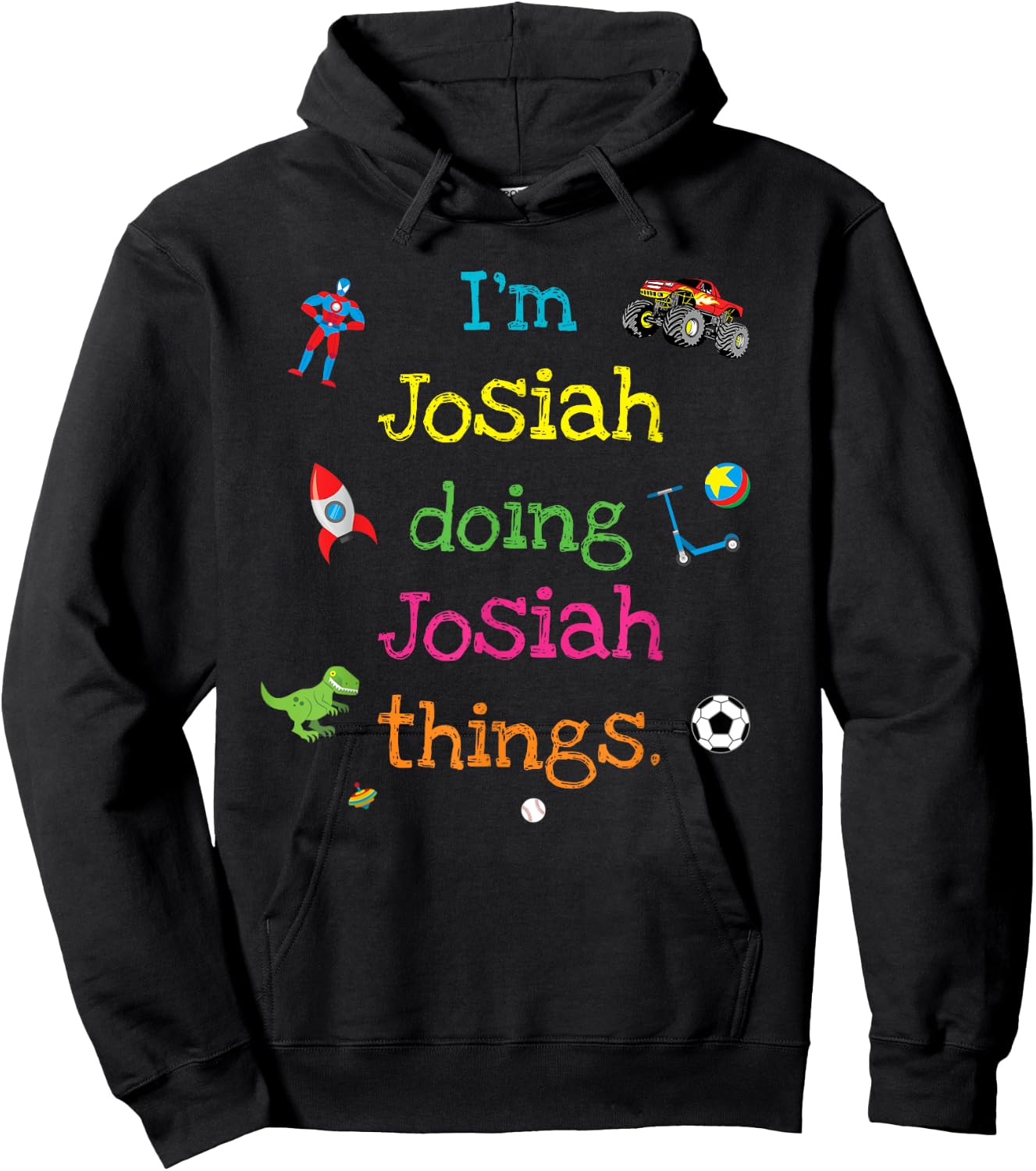 Josiah Cute Kid's Cartoon Gift Boys Personalized Hoodie - Hoodie | Black
