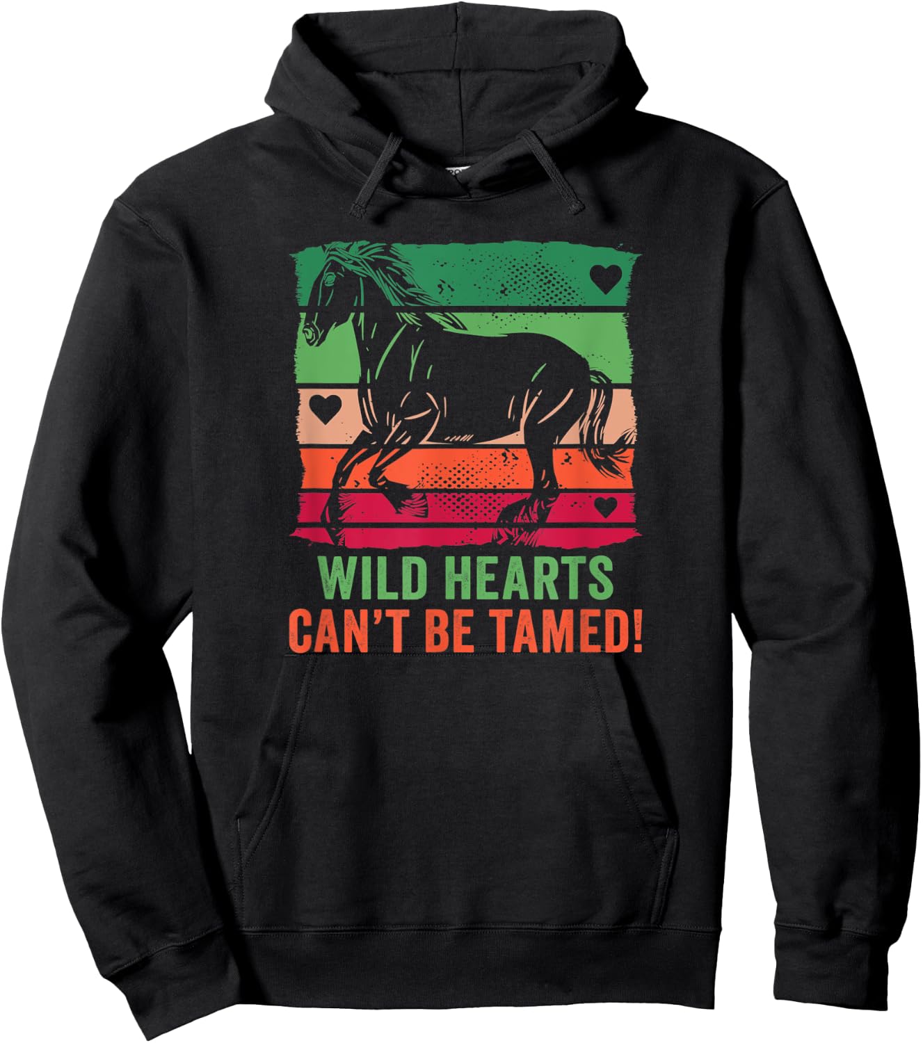 Wild hearts can't be tamed! equestrian and horse riding Hoodie - Hoodie | Black