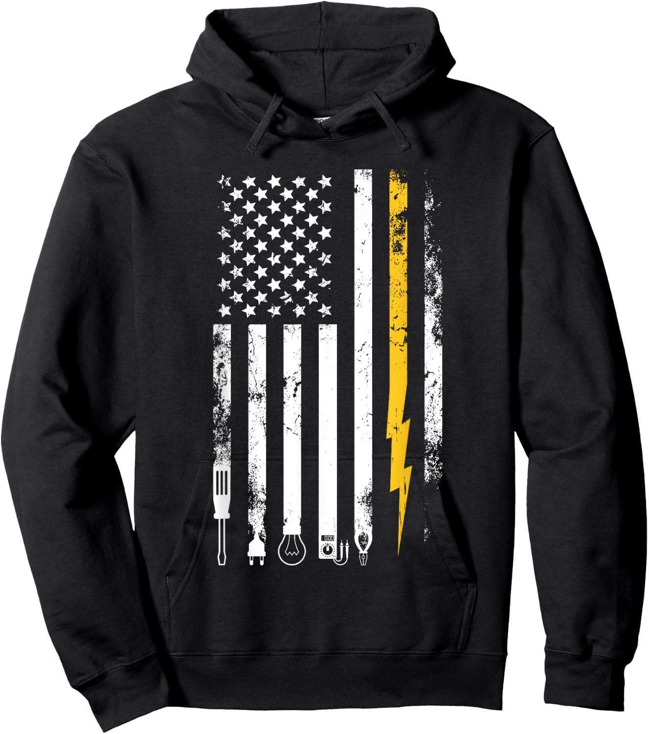 Electrician US Flag Electricians Tools Hoodie - Hoodie | Black