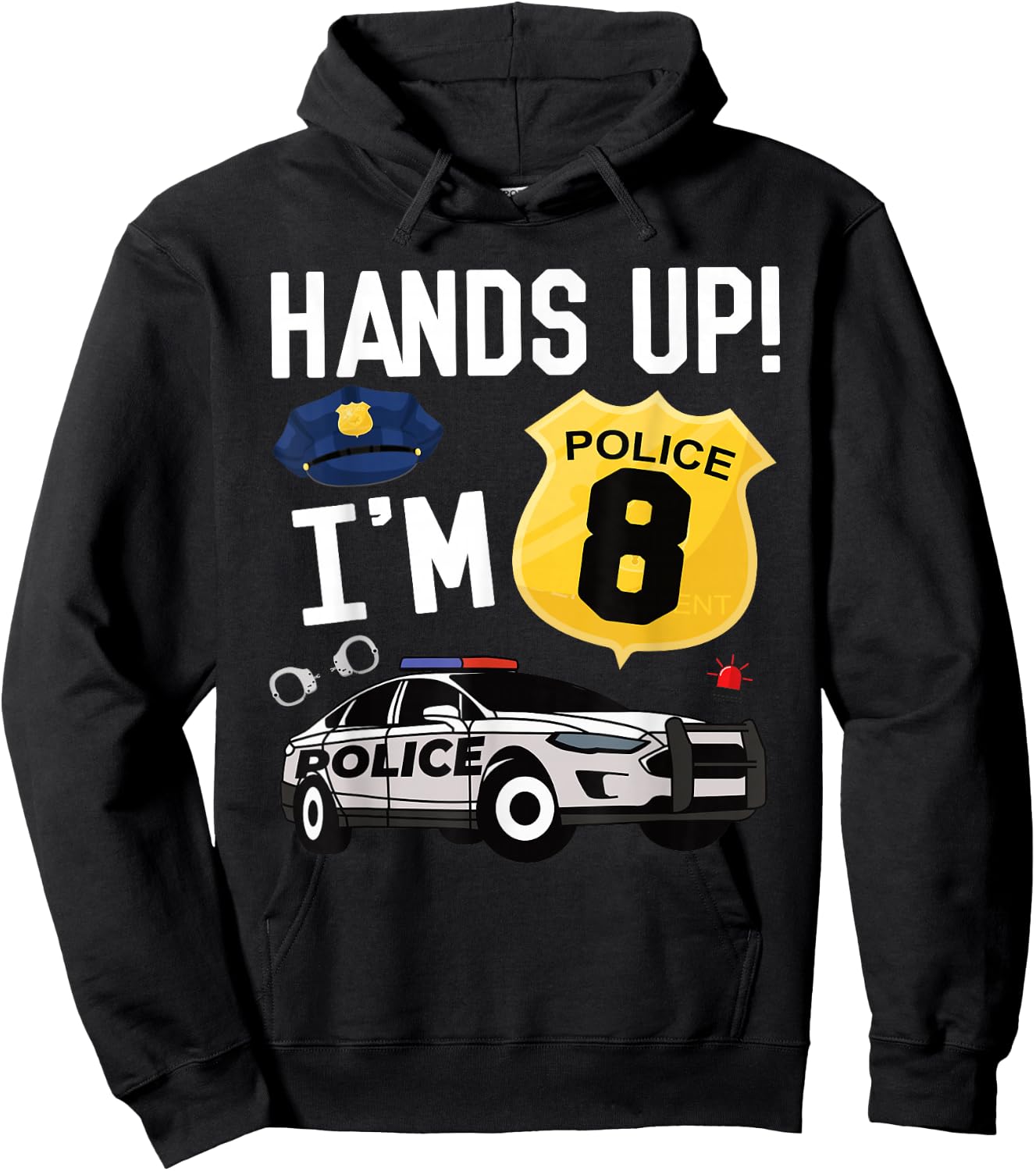 8th Birthday Policeman Boy Eight Year Old Police Officer Hoodie - Hoodie | Black
