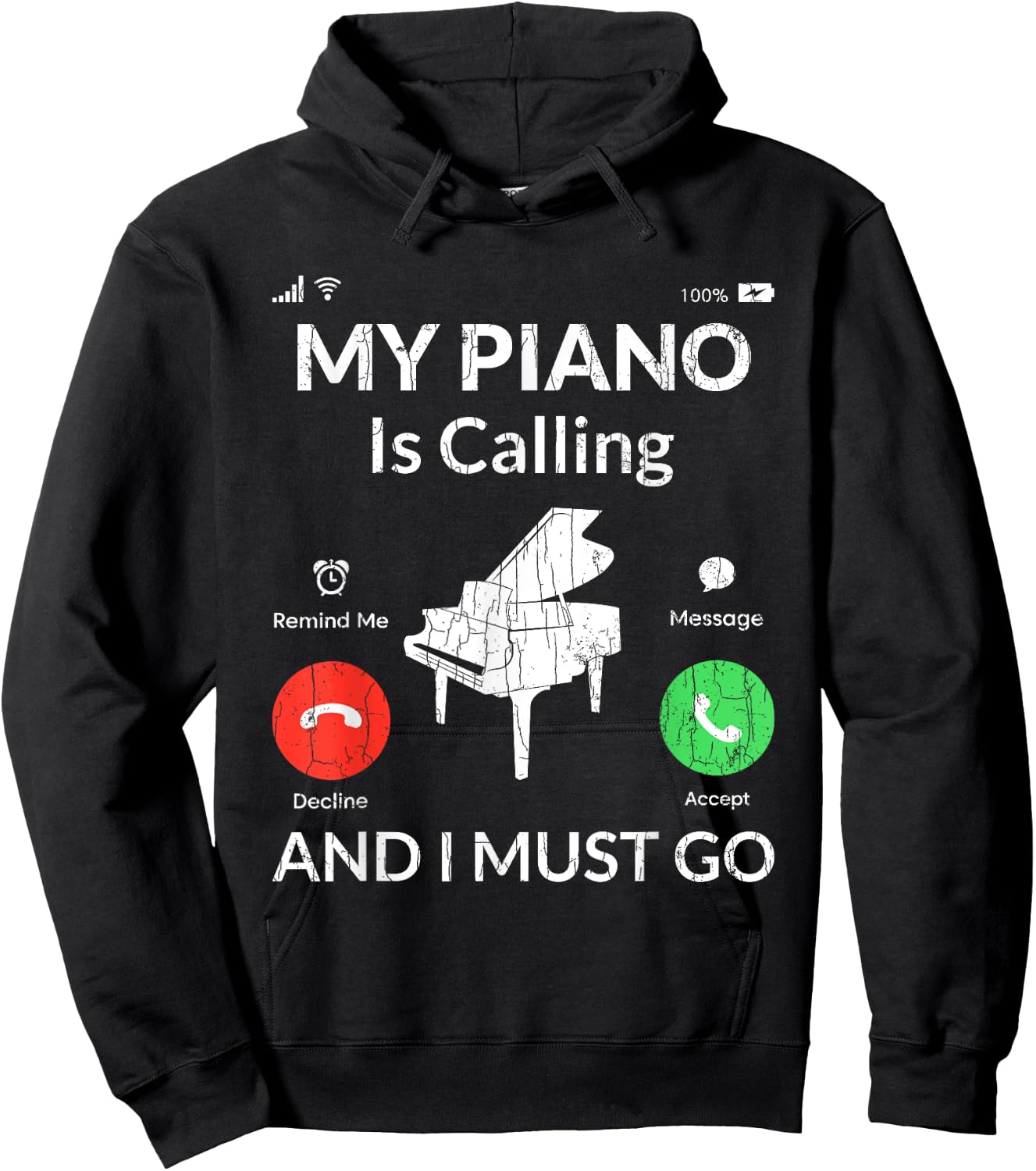 My Piano Is Calling Funny Music Player Musician Graphic Hoodie - Hoodie | Black
