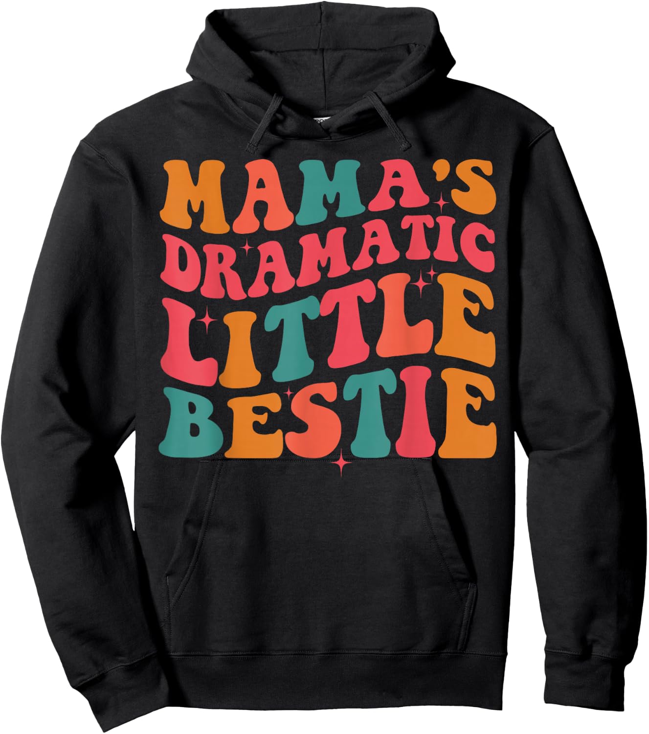 Retro Groovy Mama's Dramatic Little Bestie Kid Toddler Girl Hoodie - Hoodie | Black
