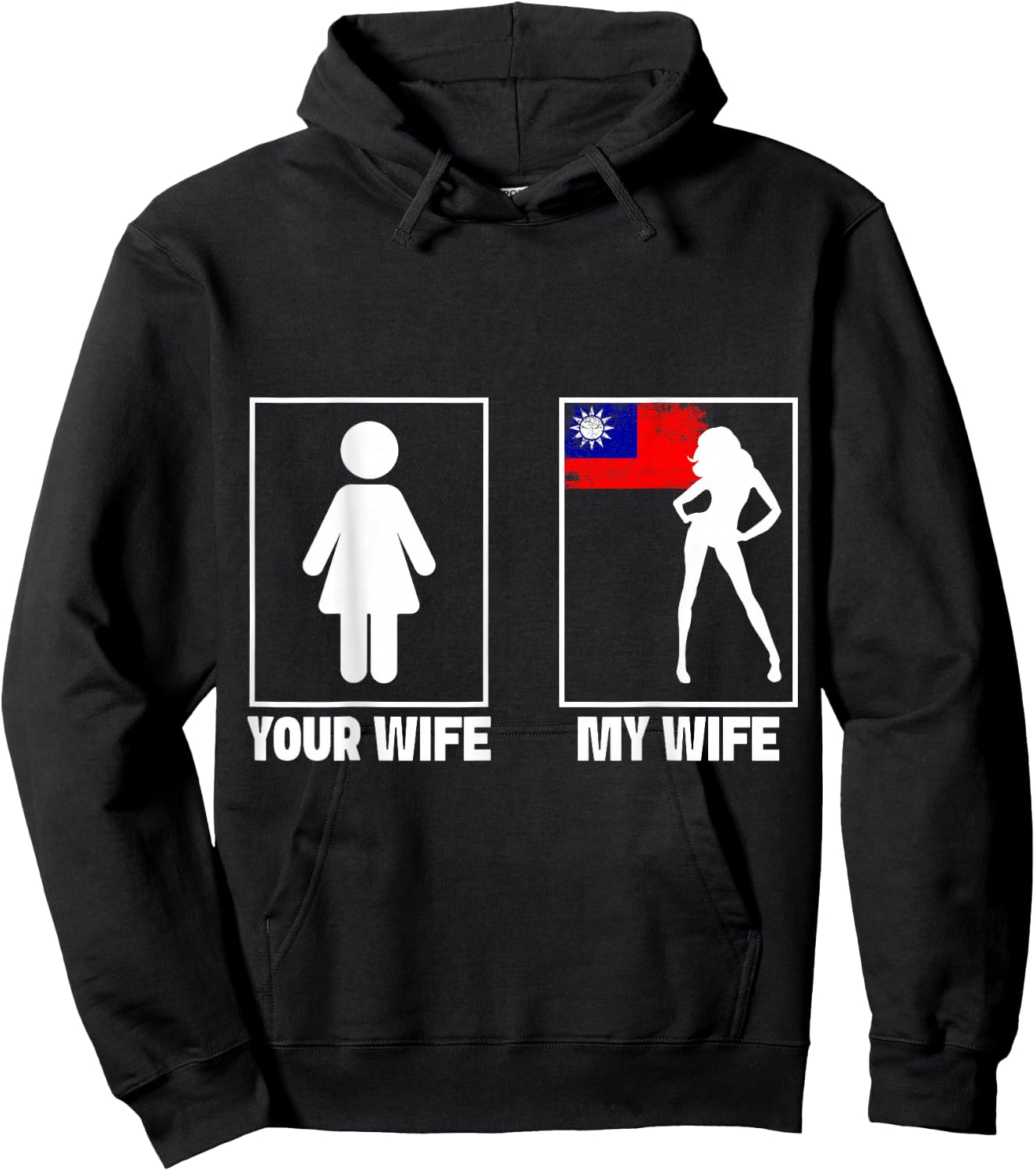 Taiwanese Wife Outfit for Husband Marriage Taiwan Flag Hoodie - Hoodie | Black