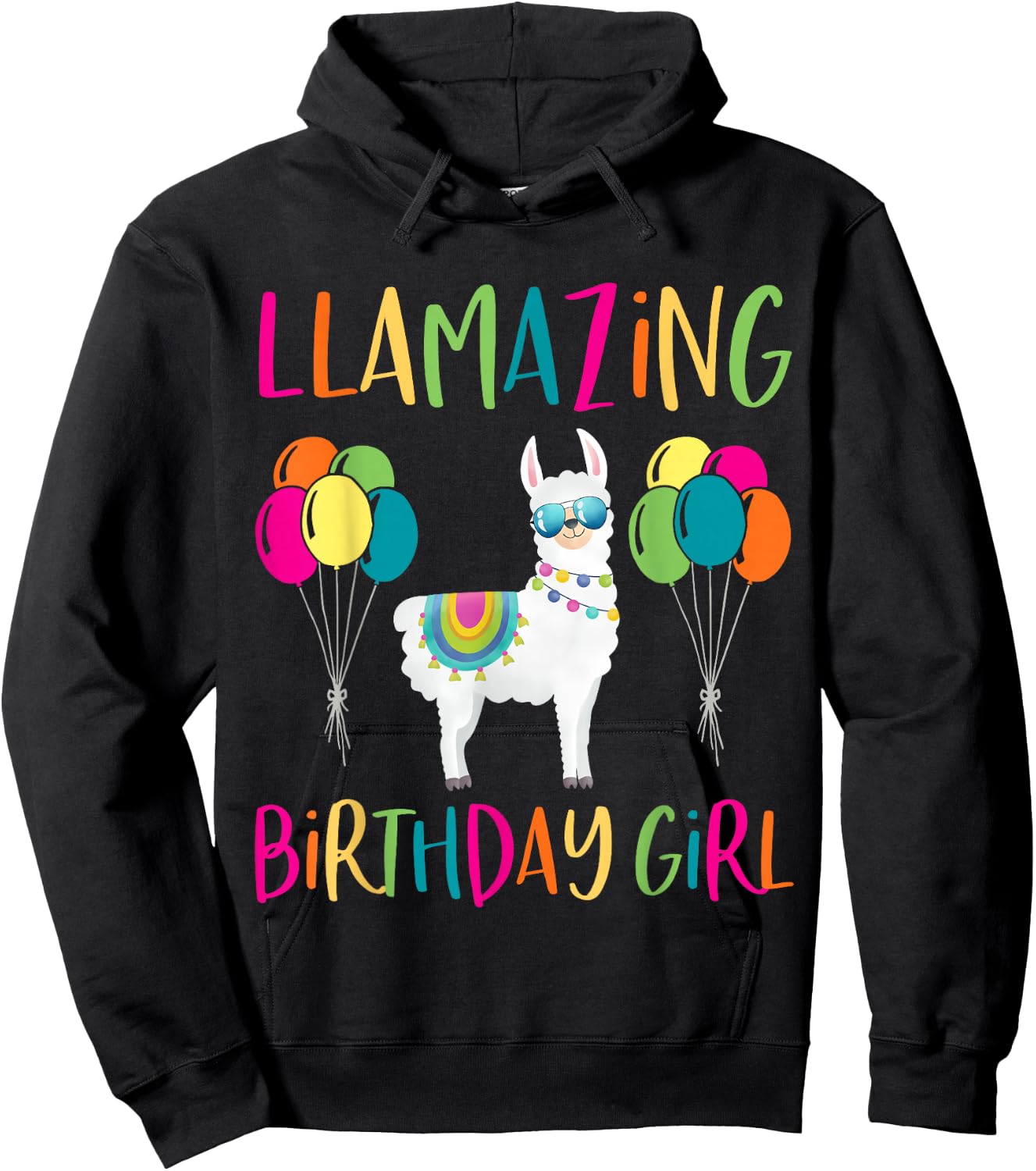 Girl Llama Birthday LLamazing Party Alpaca Balloons Gift Small Hoodie - Hoodie | Black