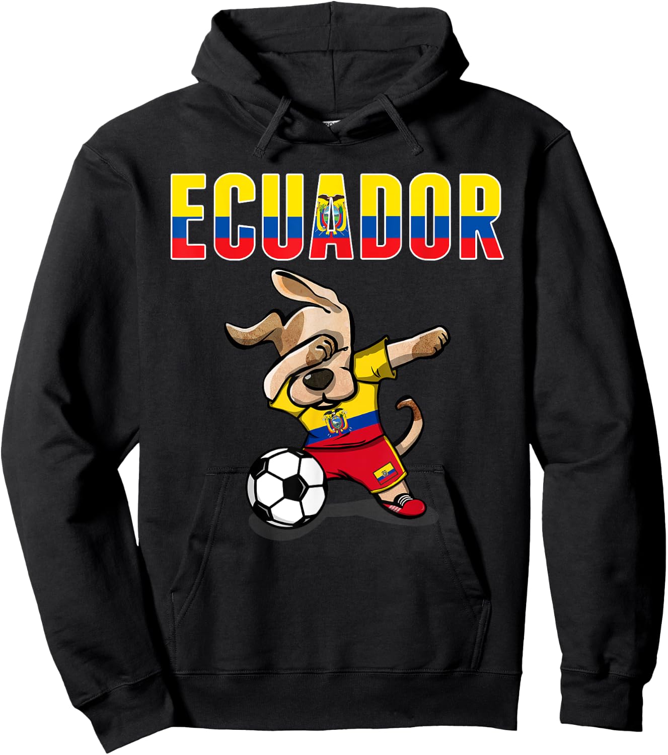 Dabbing Dog Ecuador Soccer Fans Jersey Ecuadorean Football Men Women Girls Kids Hoodie - Hoodie | Black
