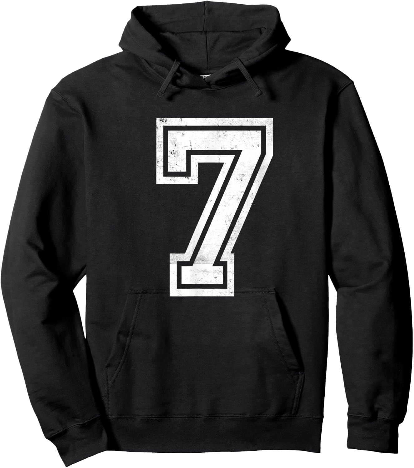 Number #7 Sport White Varsity Number Hoodie - Hoodie | Black