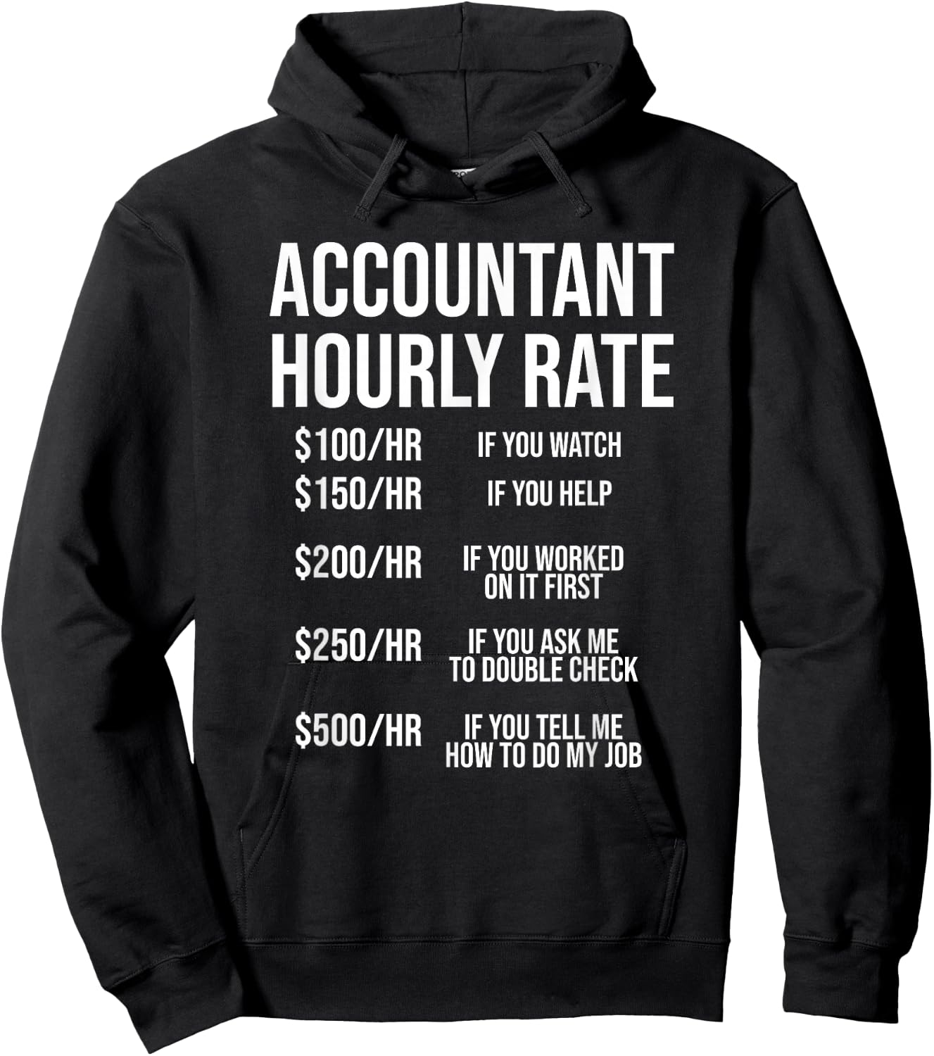 Funny Accountant Hourly Rate Accounting CPA Humor Small Hoodie - Hoodie | Black