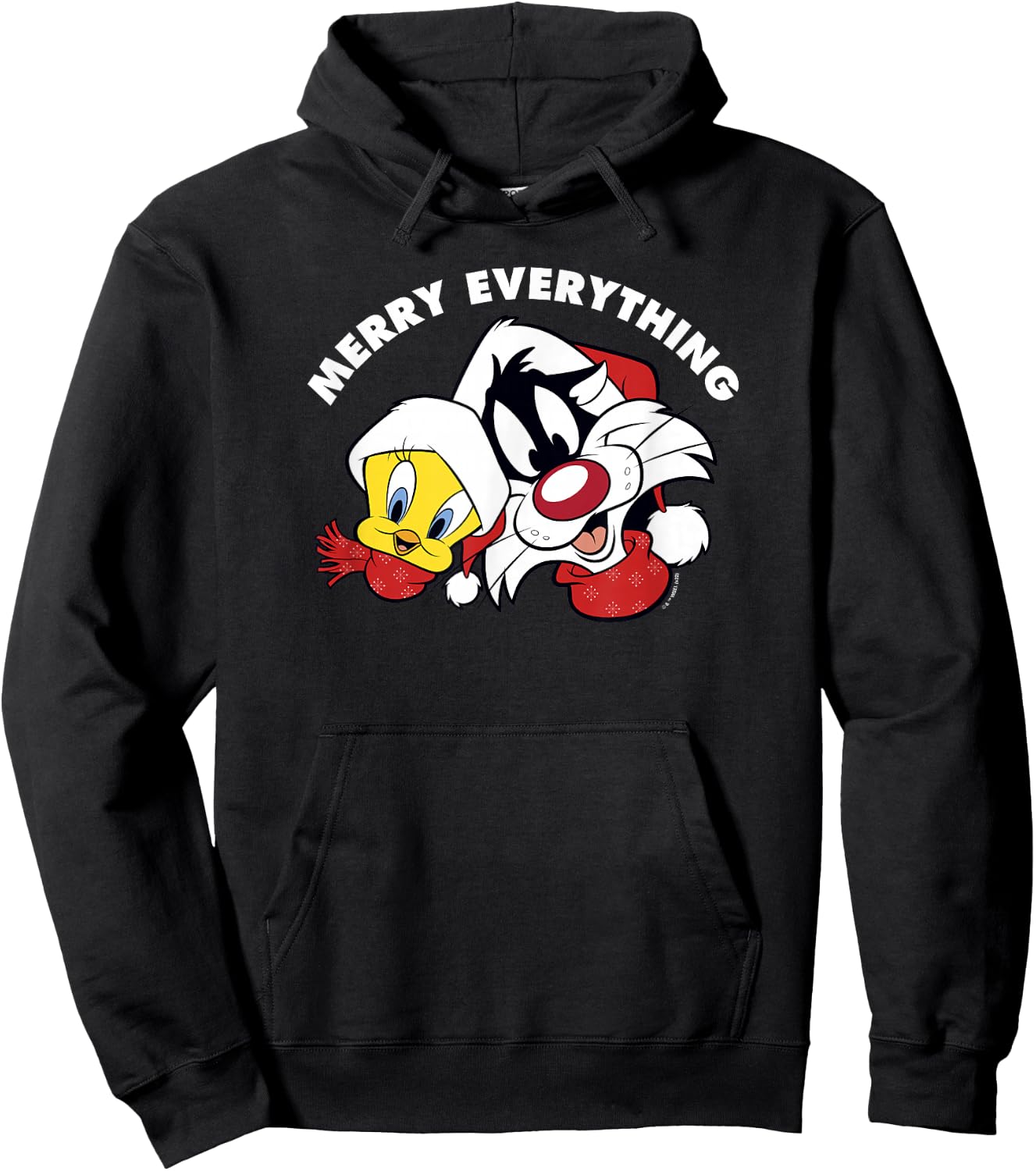 Looney Tunes Sylvester And Tweety Merry Everything Christmas Hoodie - Hoodie | Black