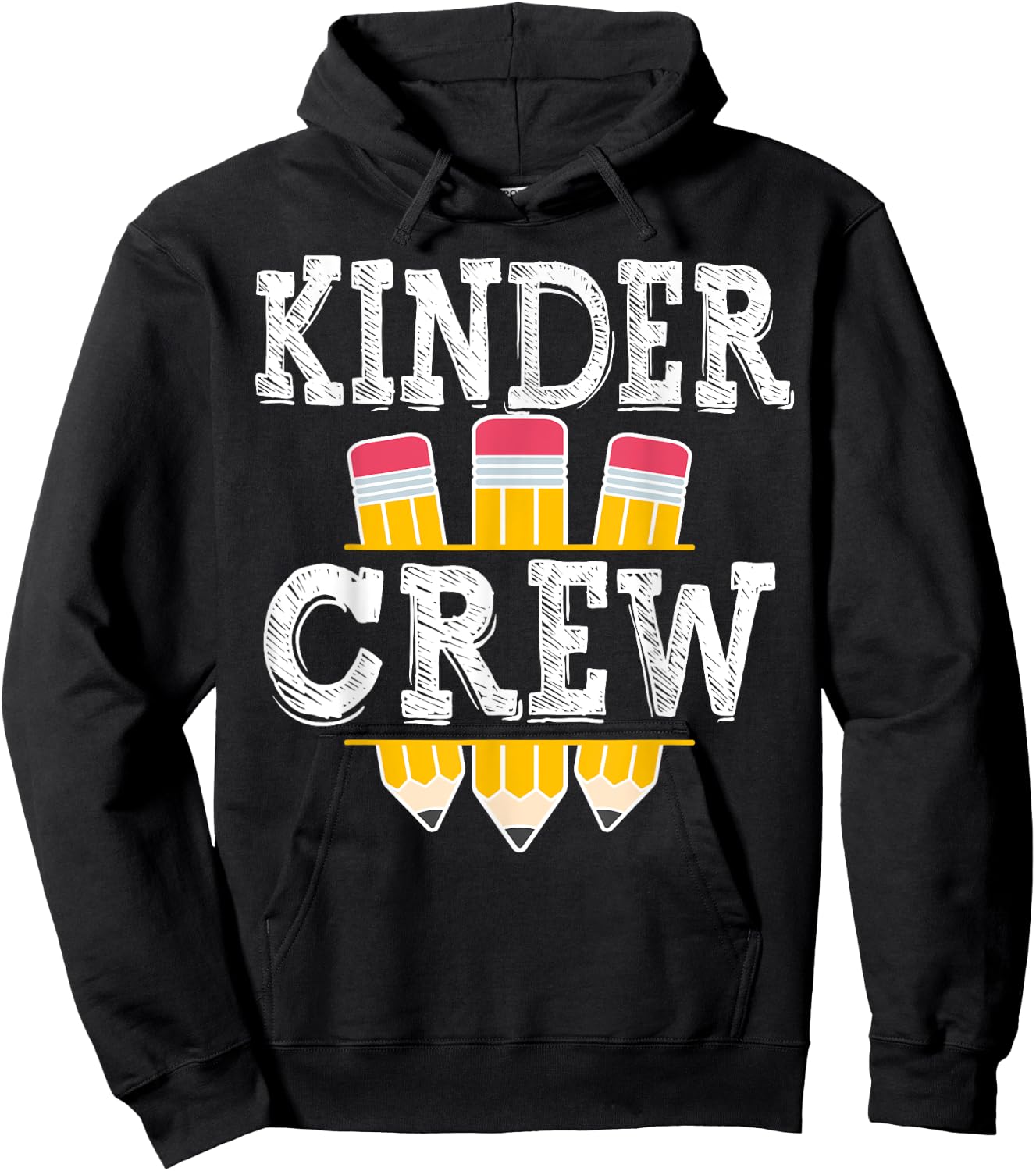 Kinder Crew Fun Kindergarten Squad Teacher 1st Day of School Hoodie - Hoodie | Black