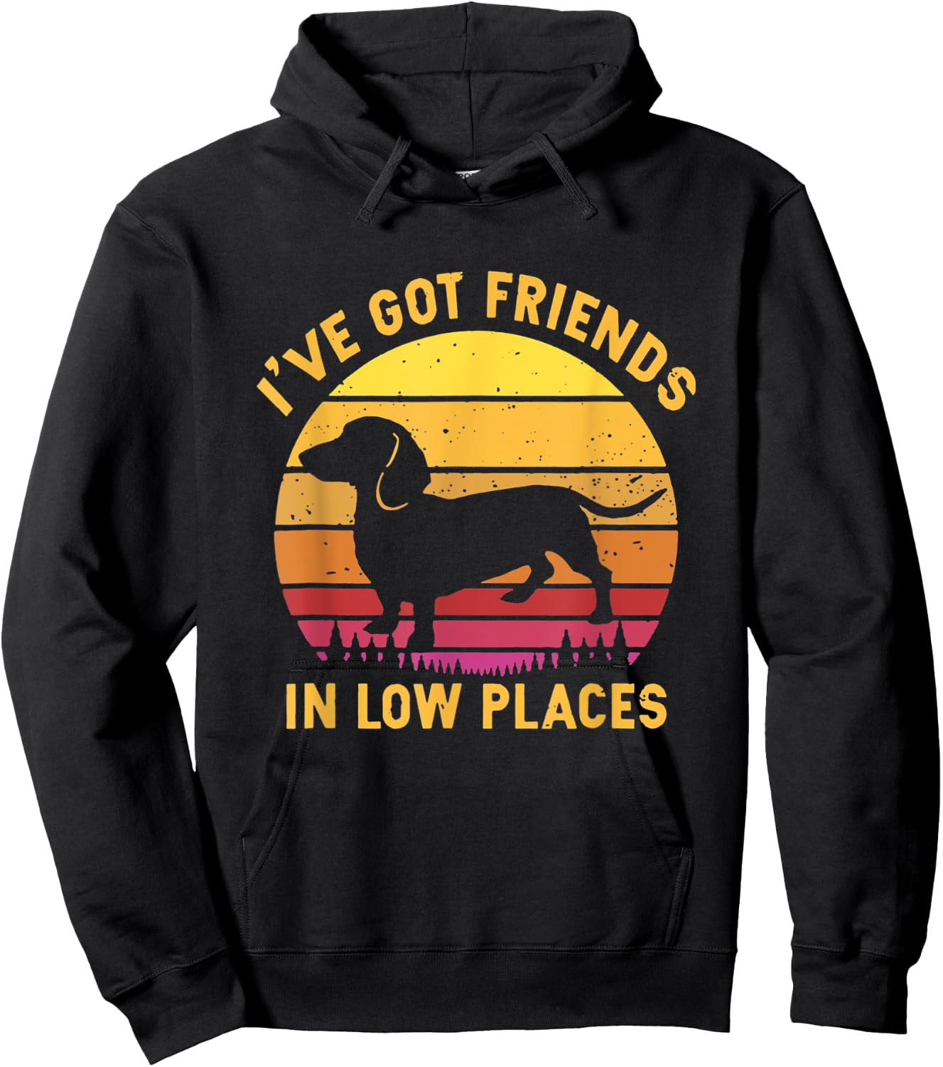 I've Got Friends In Low Places Funny Dachshund Apparel Hoodie - Hoodie | Black