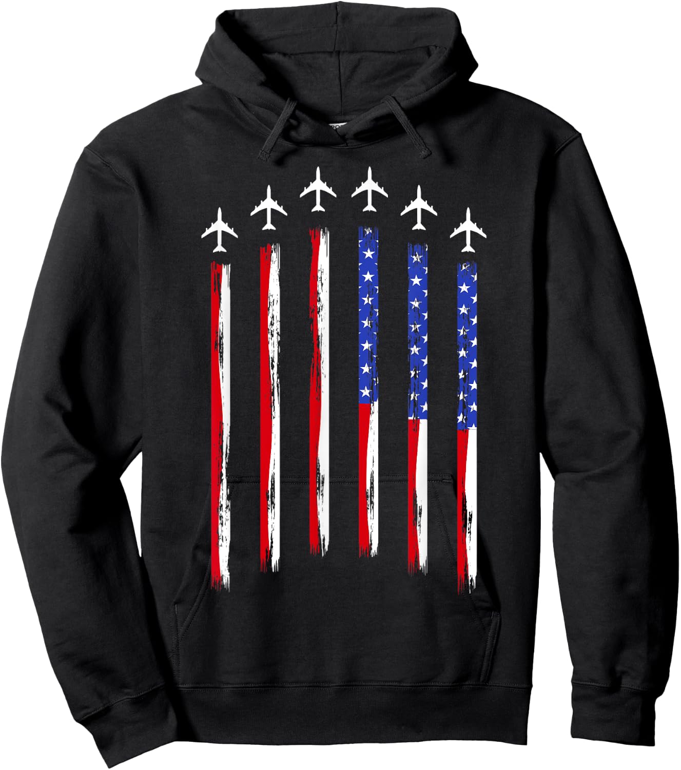 American Flag USA Fighter Jet For 4th Of July Patriotic Hoodie - Hoodie | Black