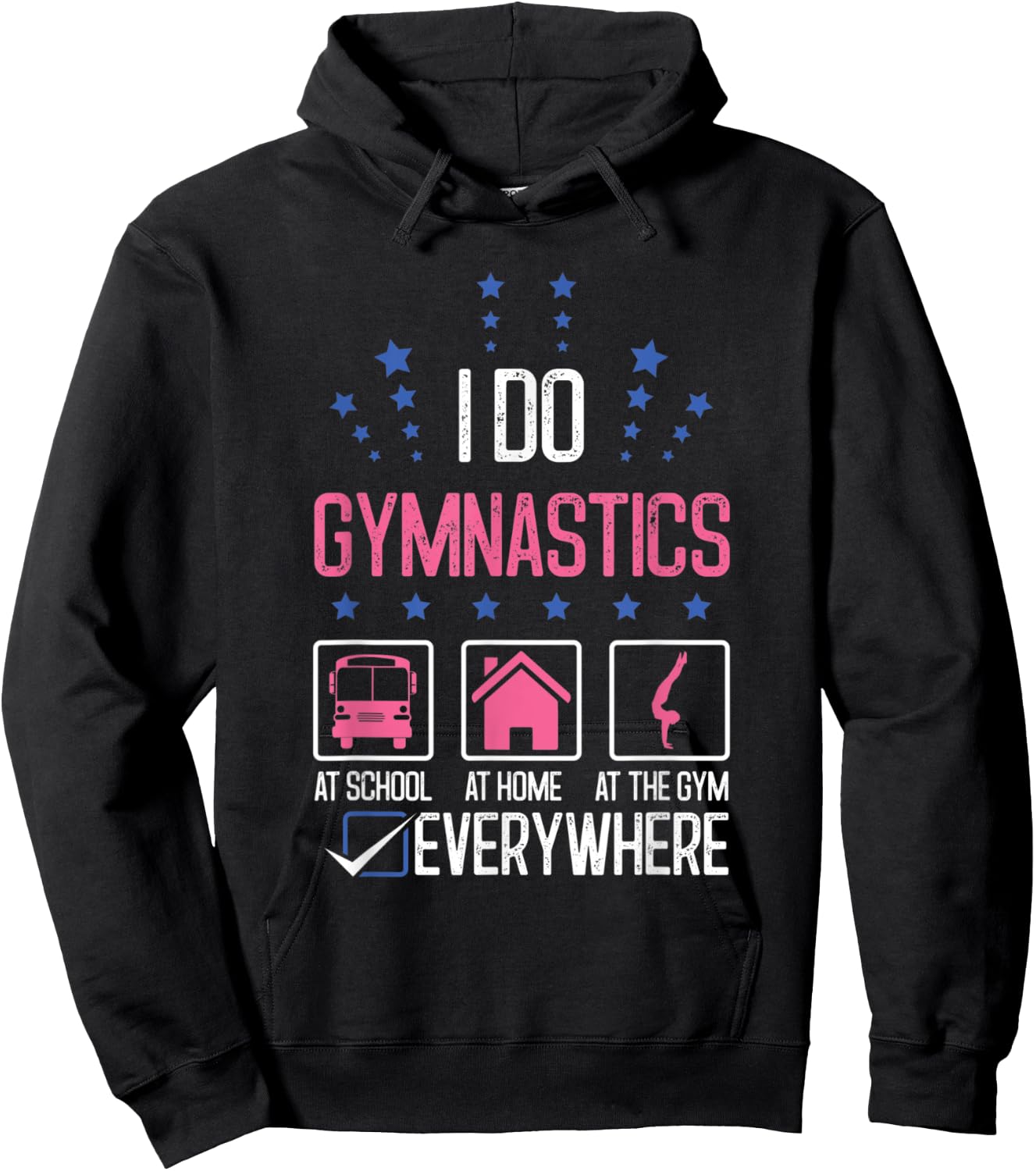 Gymnast I Do Gymnastics Everywhere Beam Cartwheel Gym Coach Hoodie - Hoodie | Black