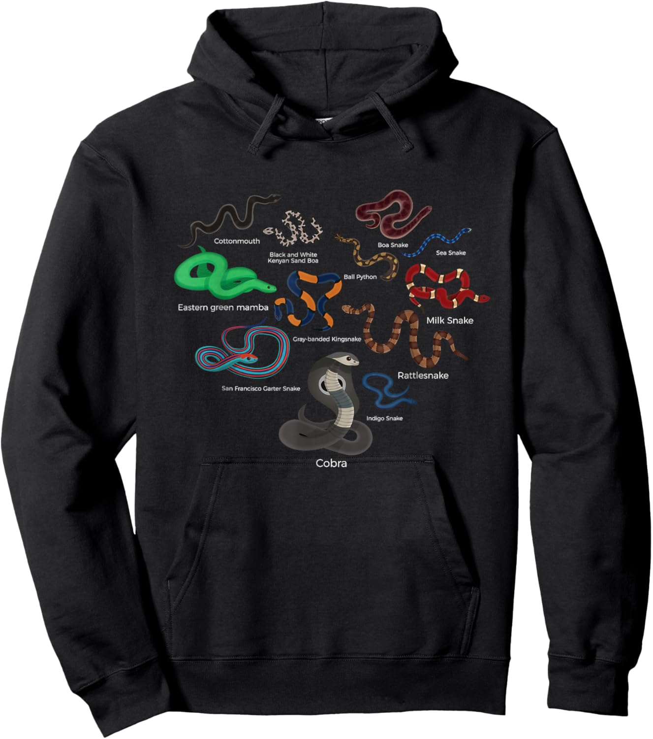 Herpetology type of snakes lover heart herping kids boys men Hoodie - Hoodie | Black