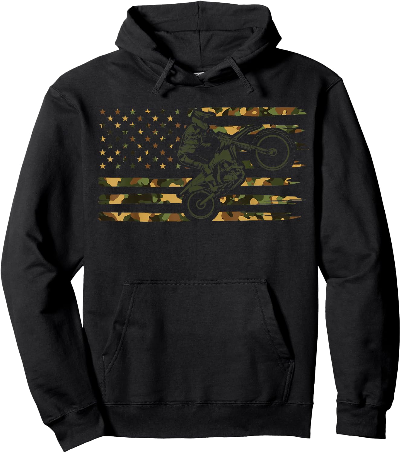 American Flag Motocross Biker - American Flag Dirt Bike Hoodie - Hoodie | Black