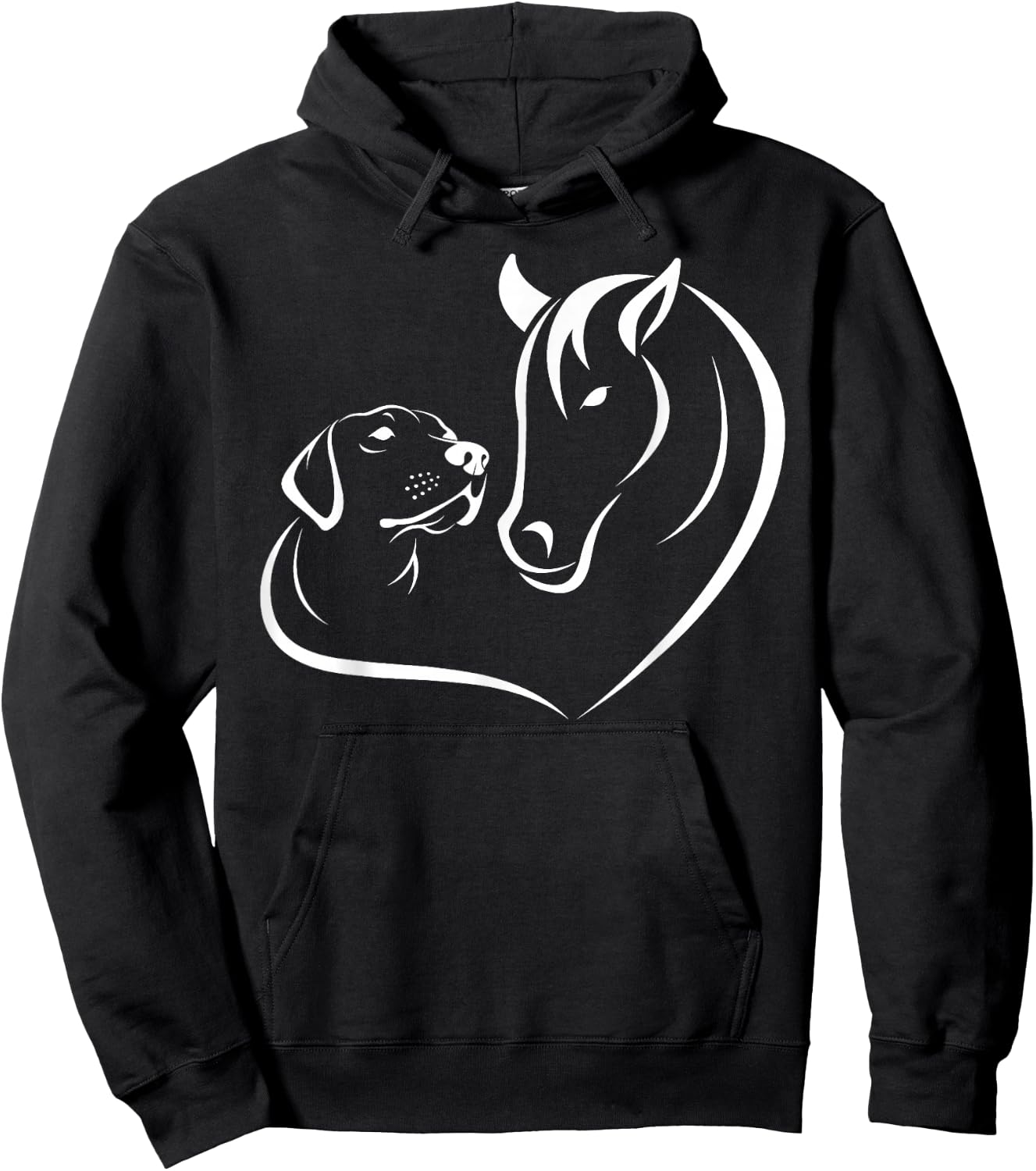 Horse and Dog Women and Men Motif Horse Dog Lover Hoodie - Hoodie | Black