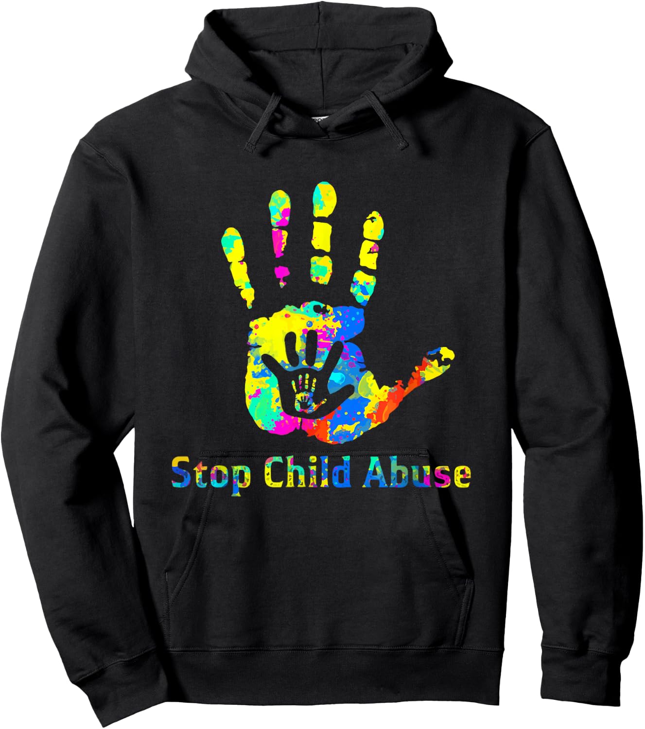 Stop Child Abuse Prevention Awareness Month Blue Ribbon Hoodie - Hoodie | Black