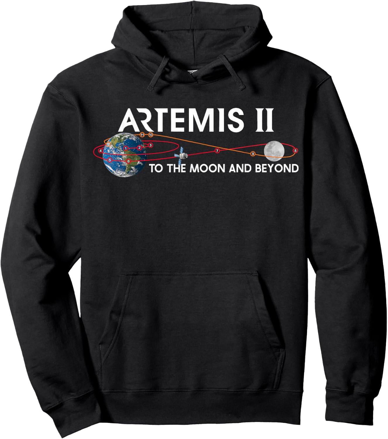 Artemis 2 Route Map SLS Rocket To The Moon And Beyond Hoodie - Hoodie | Black