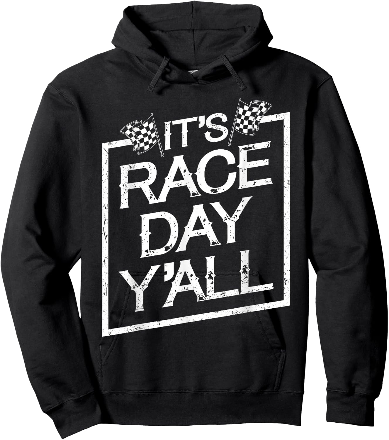 It's Race Day Y'all Dirt Track Racing Checkered Flag Hoodie - Hoodie | Black