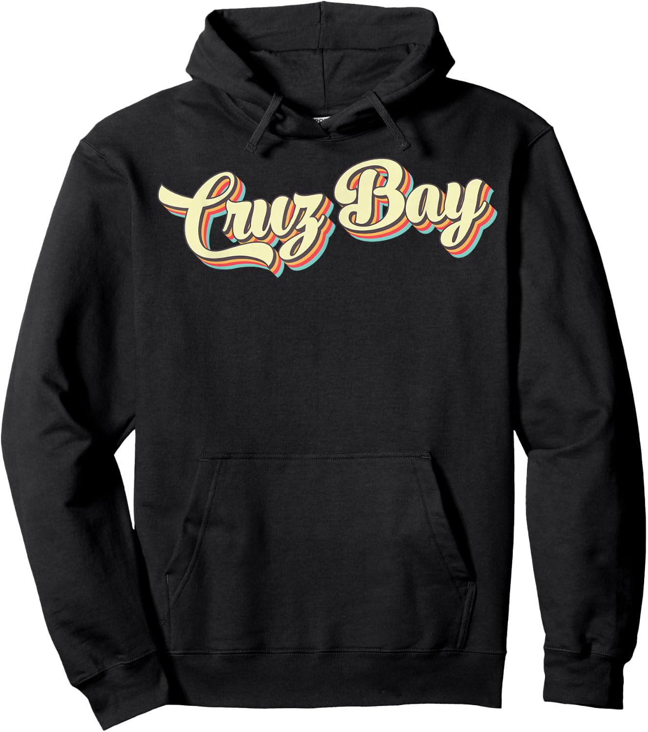 Cruz Bay Retro Art Baseball Font Vintage Hoodie - Hoodie | Black