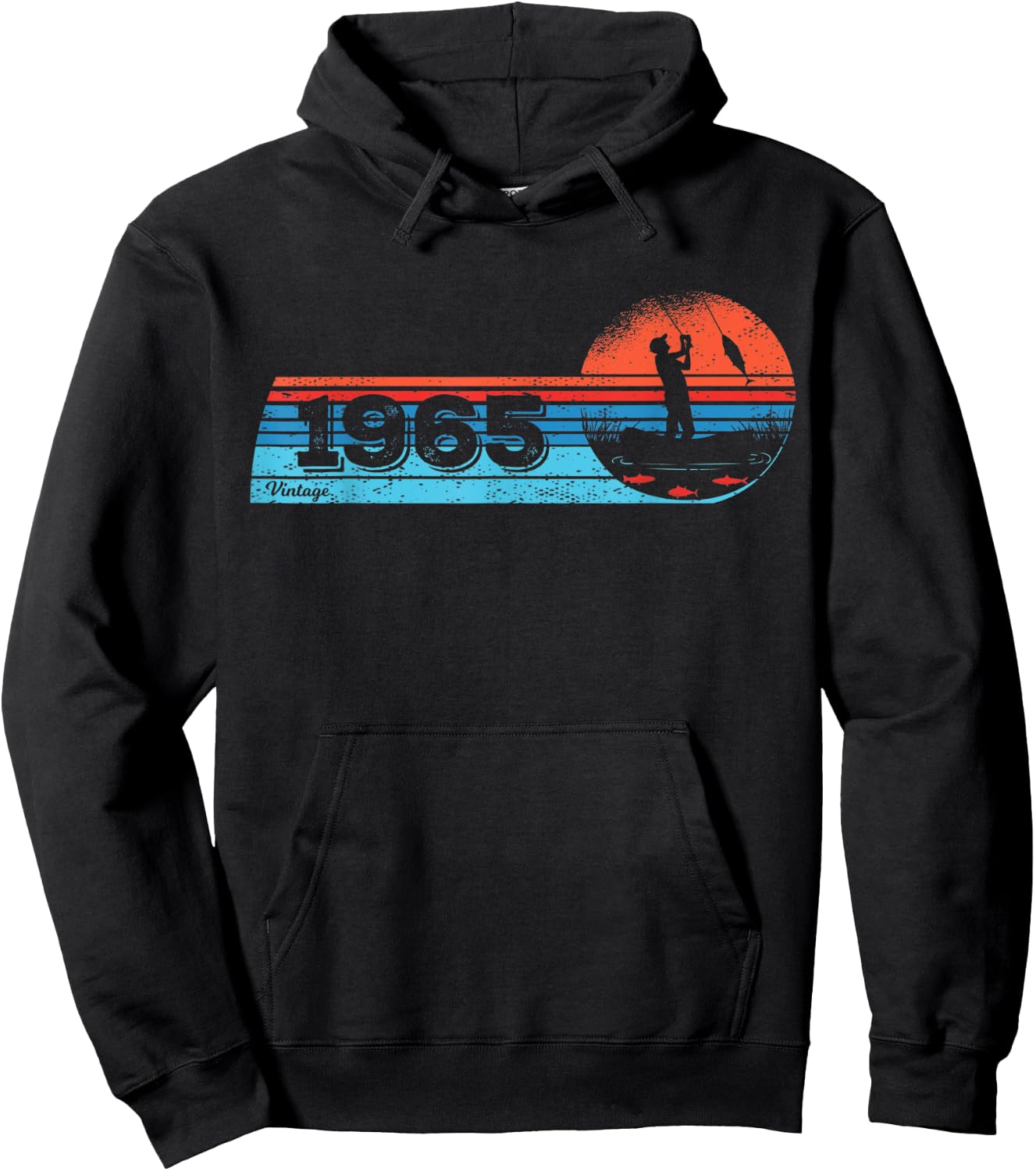 Fisher-men Vintage born 1965 Birthday Fly-fishing Fishing Hoodie - Hoodie | Black