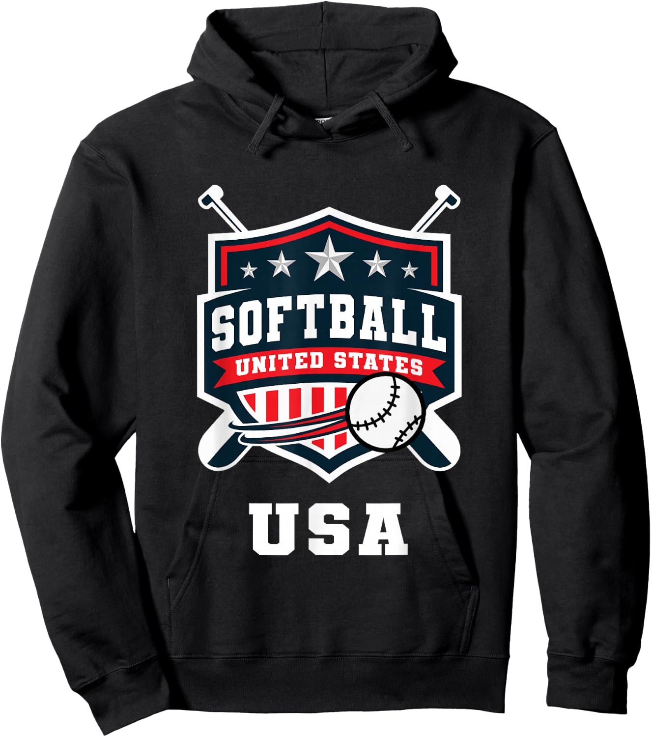 Softball USA Support The Team USA Flag Hoodie - Hoodie | Black