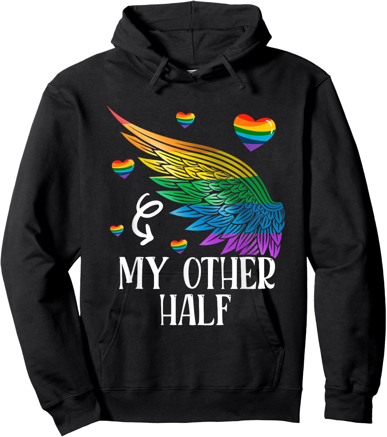 My Other Half LGBT Matching Couple Rainbow Wings Gay Lesbian Hoodie - Hoodie | Black