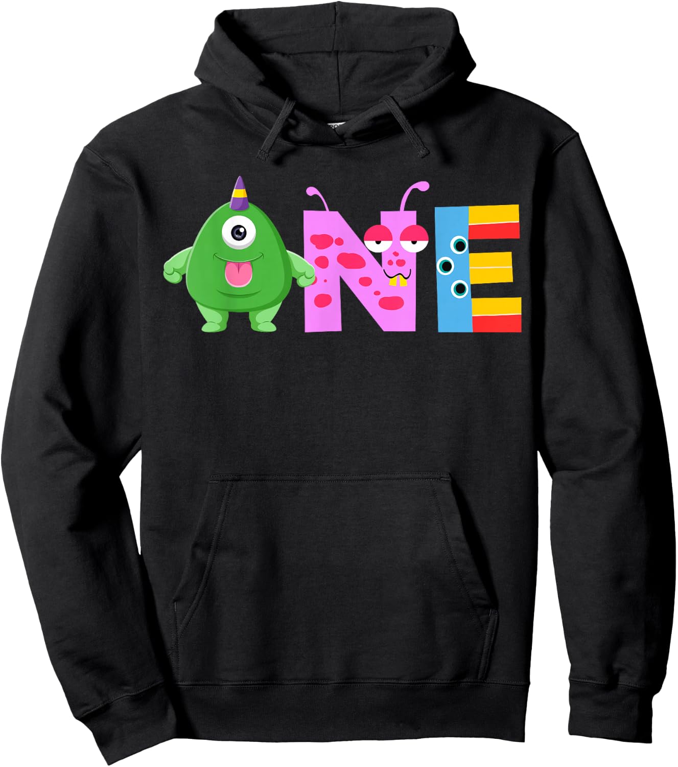 Monster One Year Old Kids 1st Birthday Party Family Monster Hoodie - Hoodie | Black