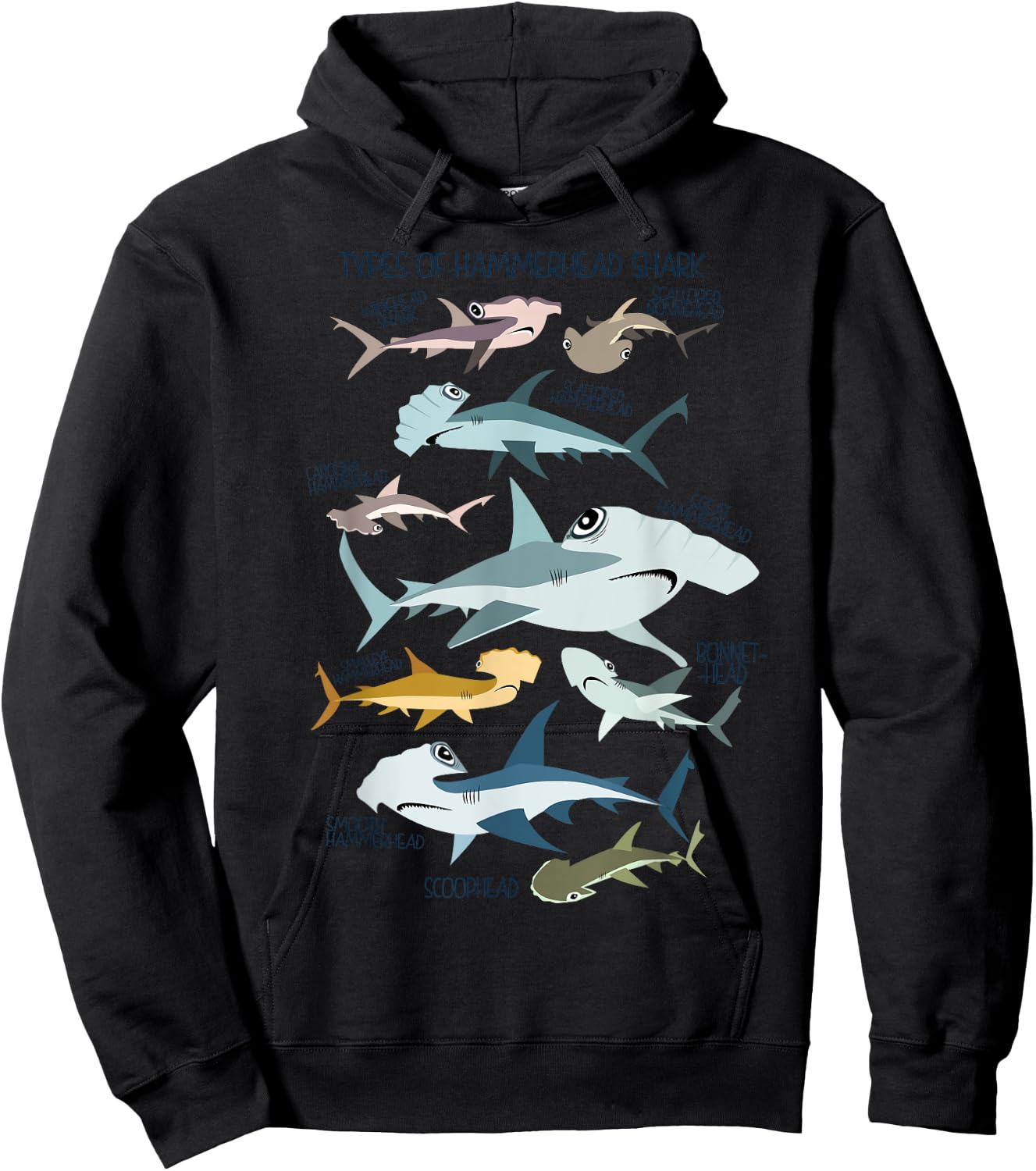types of HAMMERHEAD shark guide Hoodie - Hoodie | Black