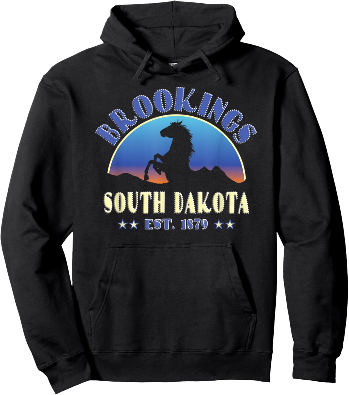 Brookings South Dakota SD Wild Horse Hoodie - Hoodie | Black