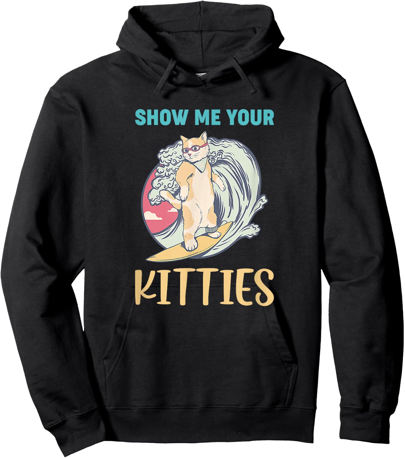Show Me Your Kitties - Vintage Style Graphic Funny Cat Women Hoodie - Hoodie | Black