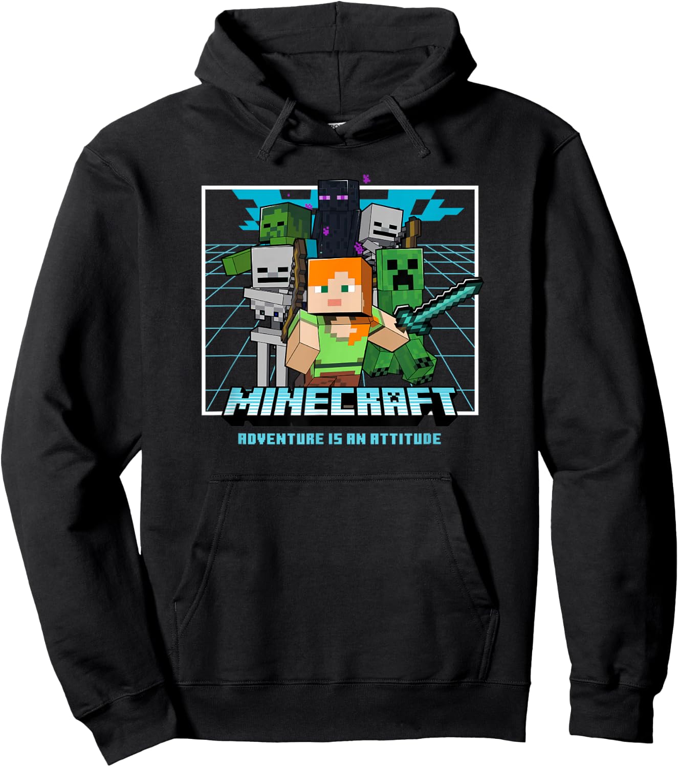Minecraft Group Shot Action Pose Adventure Hoodie - Hoodie | Black
