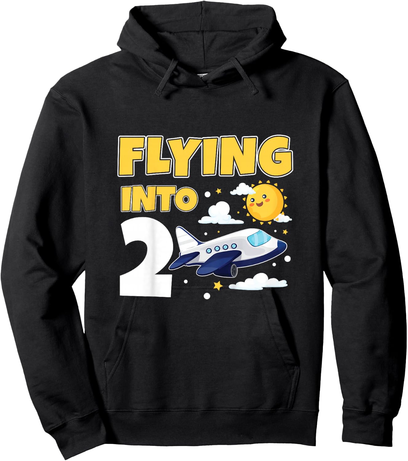 Flying Into 2 Airplane Pilot 2 Year Old 2nd Birthday Hoodie - Hoodie | Black