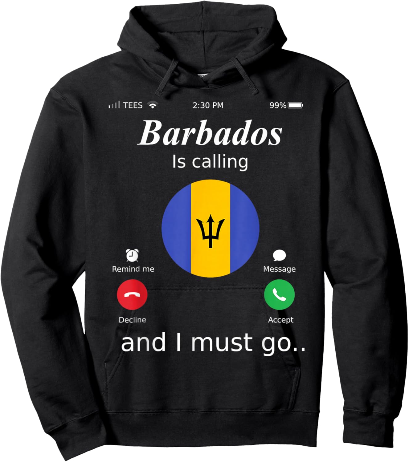 Barbados Is Calling and I Must Go Barbados Flag shirt Hoodie - Hoodie | Black