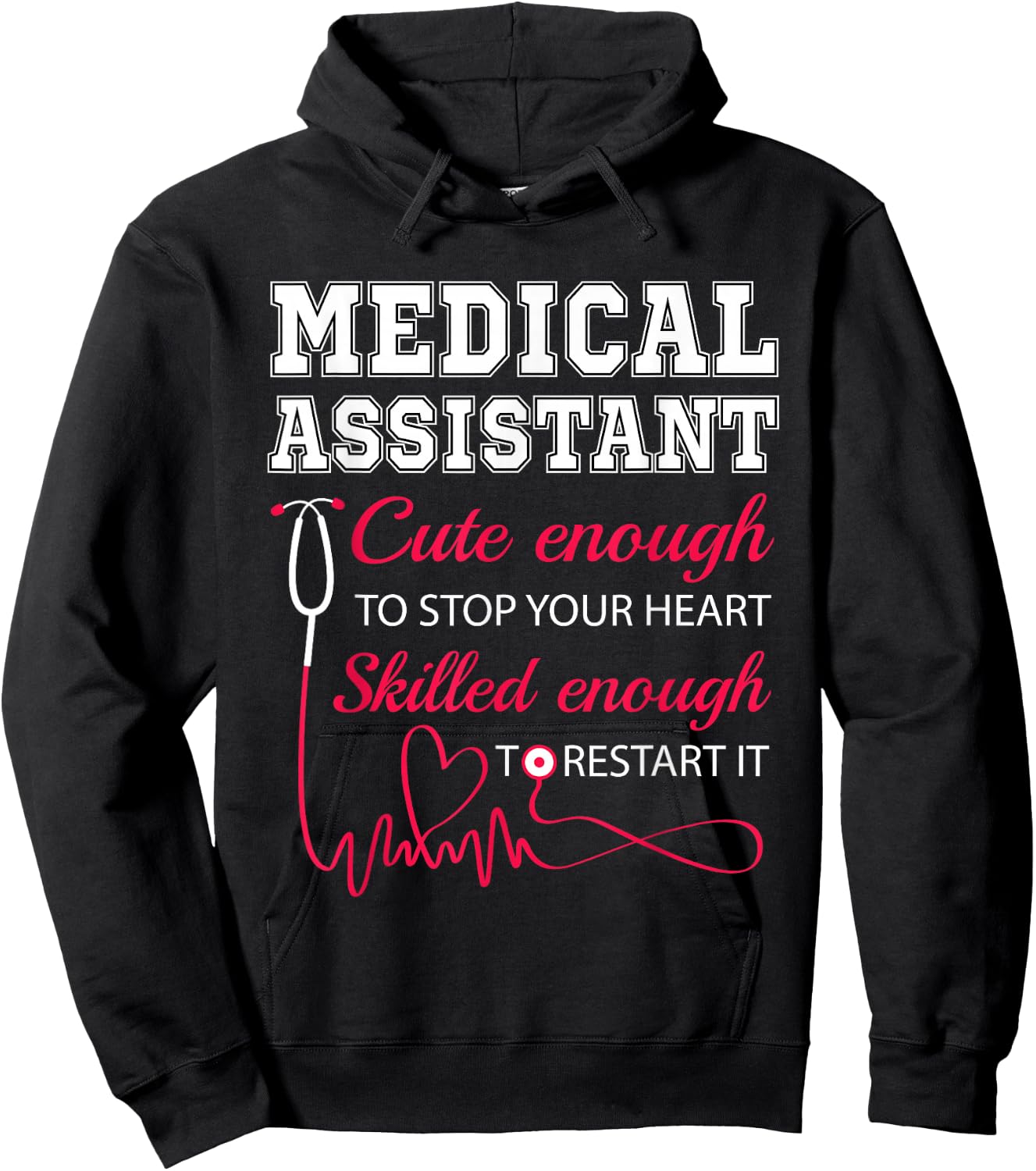 Medical Assistant Cute Nurse Stop Heart Male Female Nursing Hoodie - Hoodie | Black
