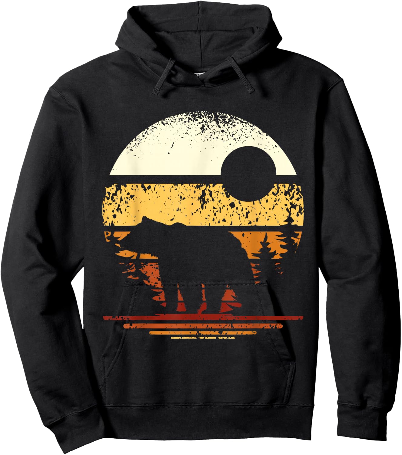 Retro Forest Bear Hoodie - Hoodie | Black