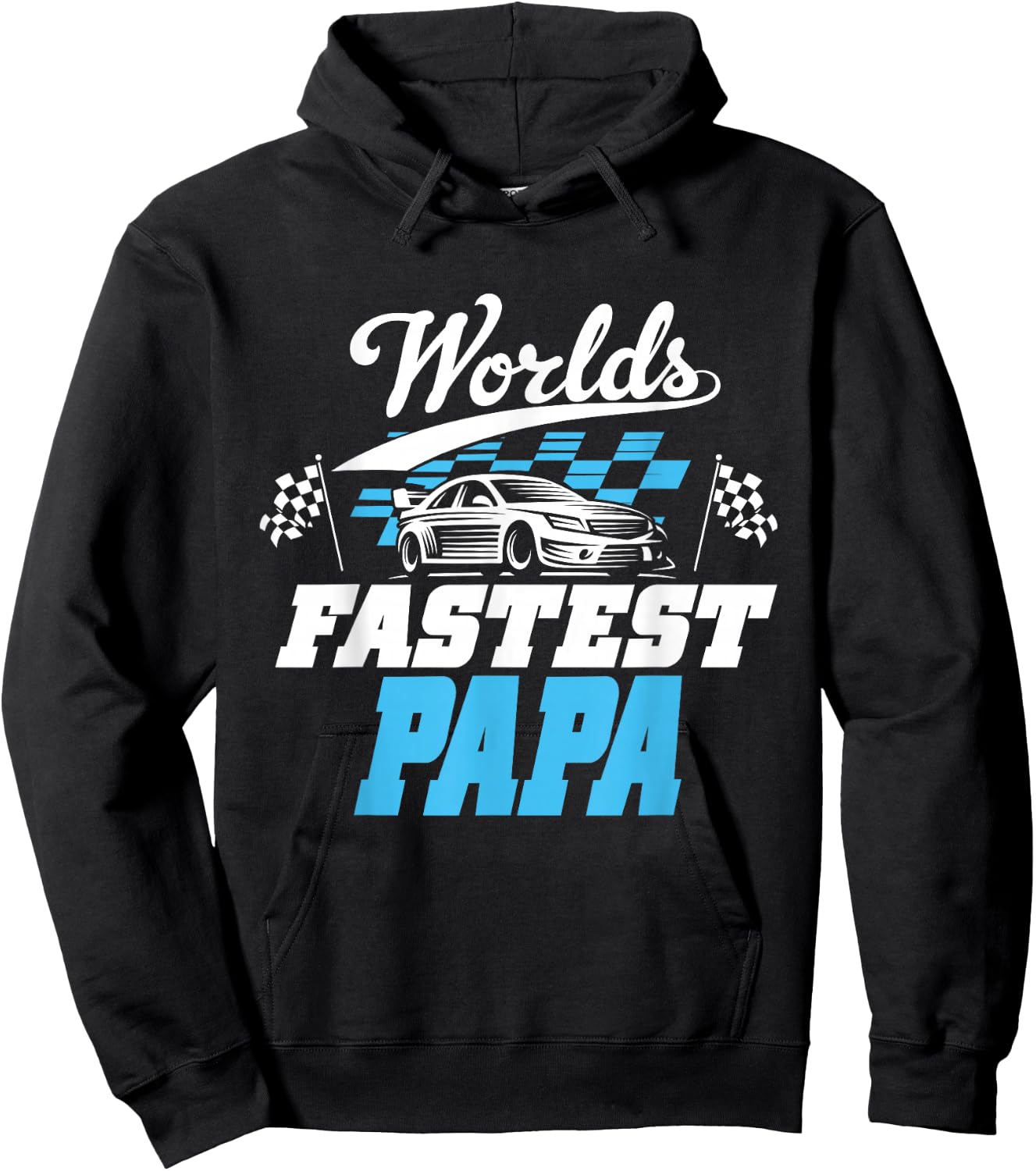 World's Fastest Papa Race Car Checkered Flag Hoodie - Hoodie | Black