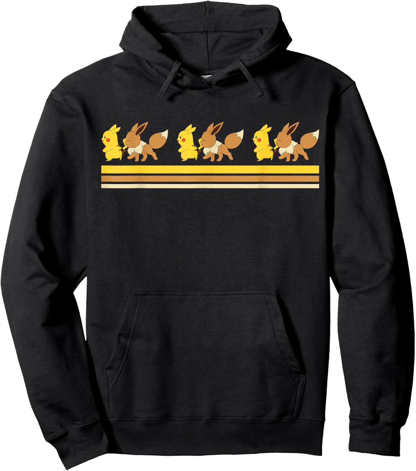 Pokemon Pikachu & Eevee Retro Hoodie - Hoodie | Black
