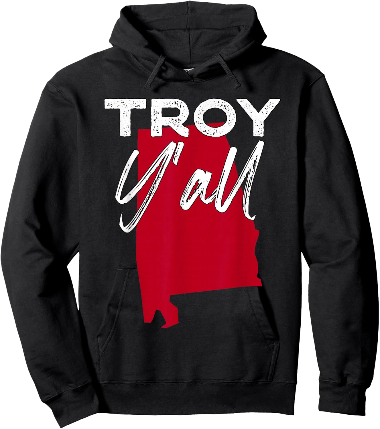 Troy Alabama Y'all AL Pride State Map Cute Hoodie - Hoodie | Black