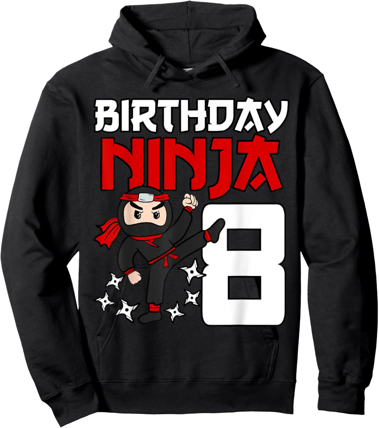 Birthday Ninja 8th Birthday Japan Boys Kids Ninja Party Hoodie - Hoodie | Black