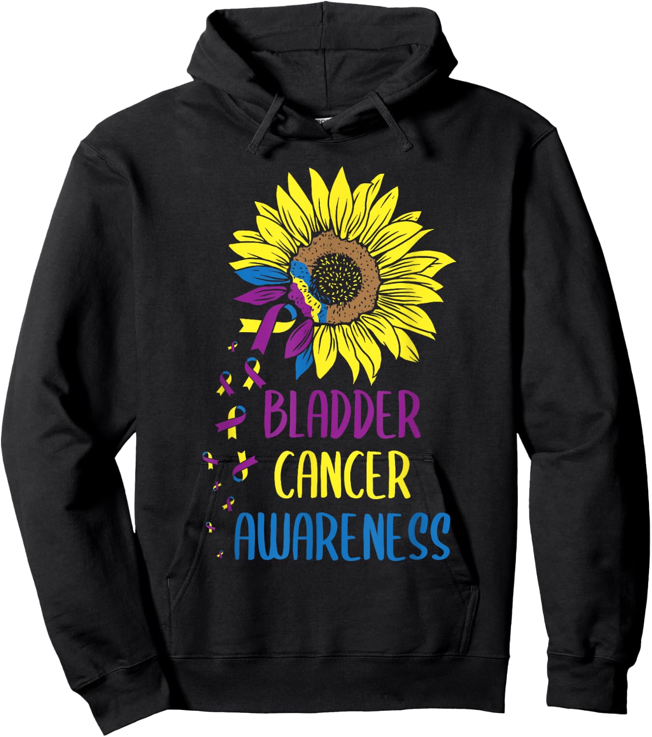Bladder Cancer Awareness - Bladder Cancer Survivor Sunflower Hoodie - Hoodie | Black