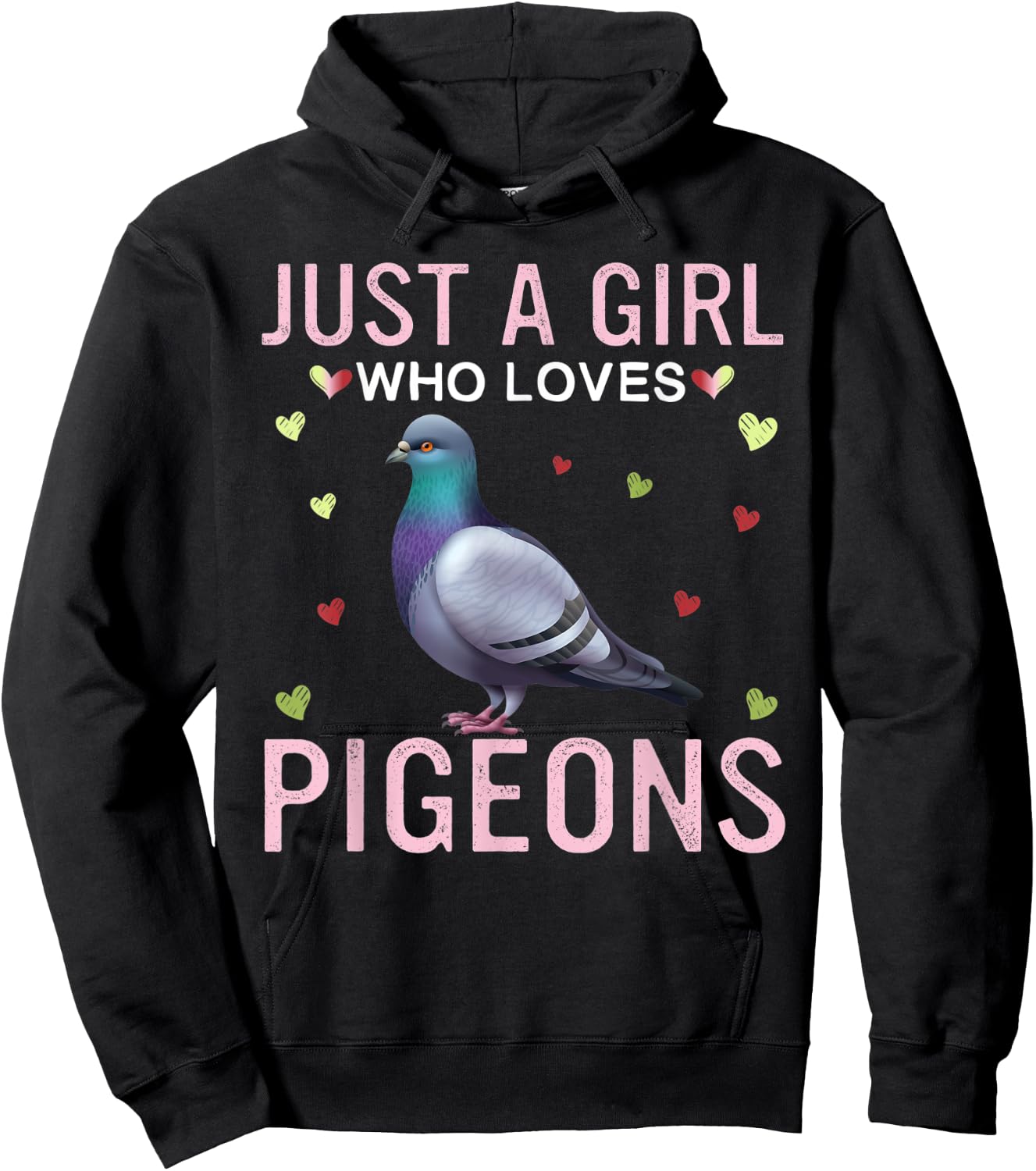 Just a Girl Who Loves Pigeons Cute Women Girls Pigeons Hoodie - Hoodie | Black