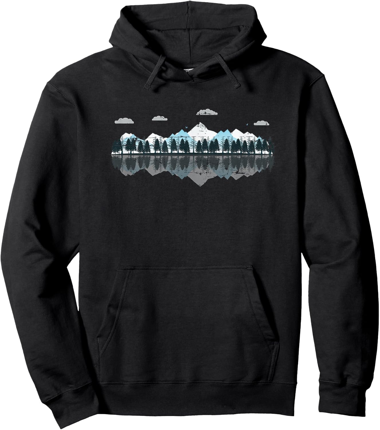 Outdoor Mountain Forest Reflection Nature Hoodie - Hoodie | Black