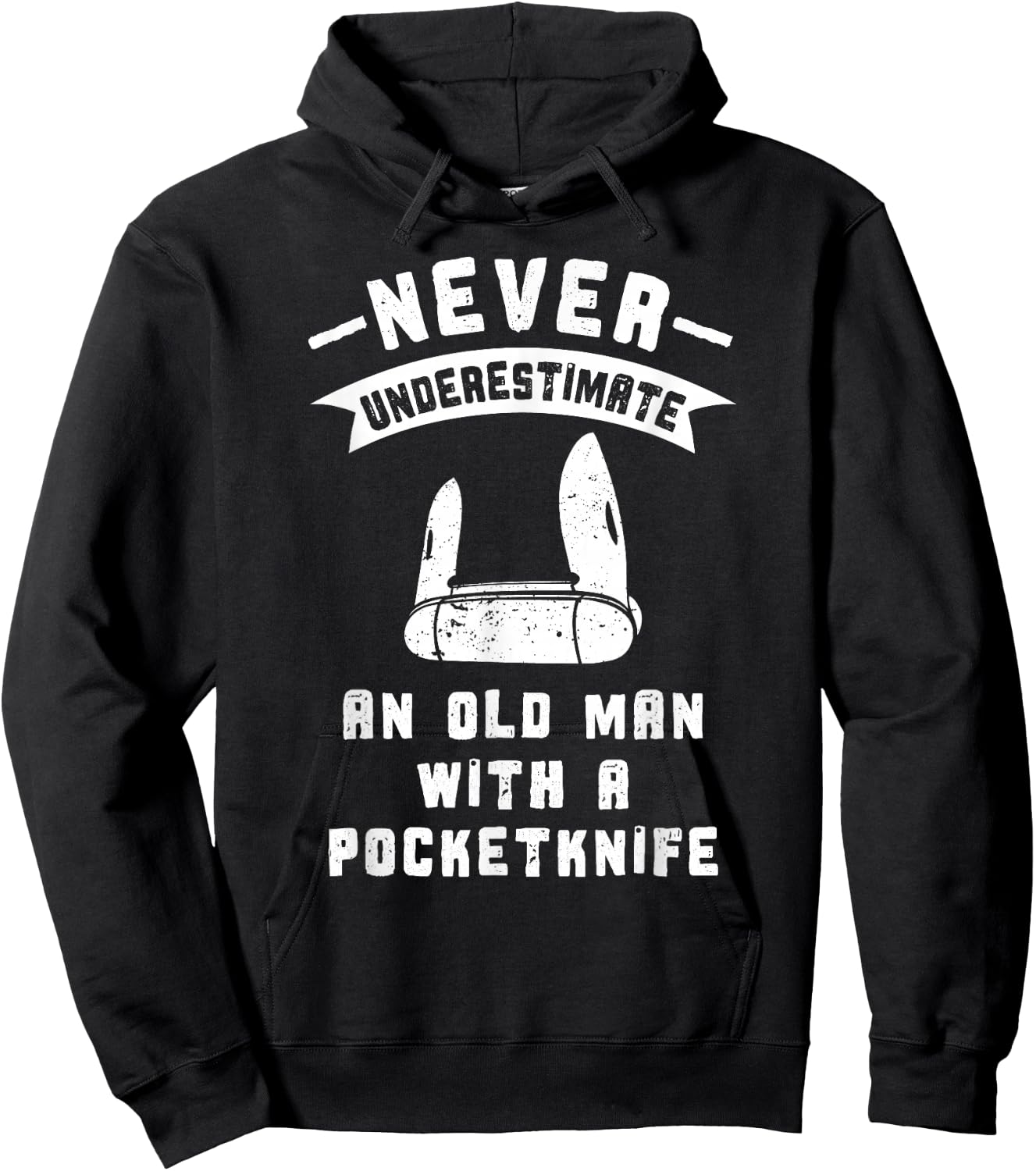 Pocketknife Never Underestimate an Old Man Pocket Knife Hoodie - Hoodie | Black