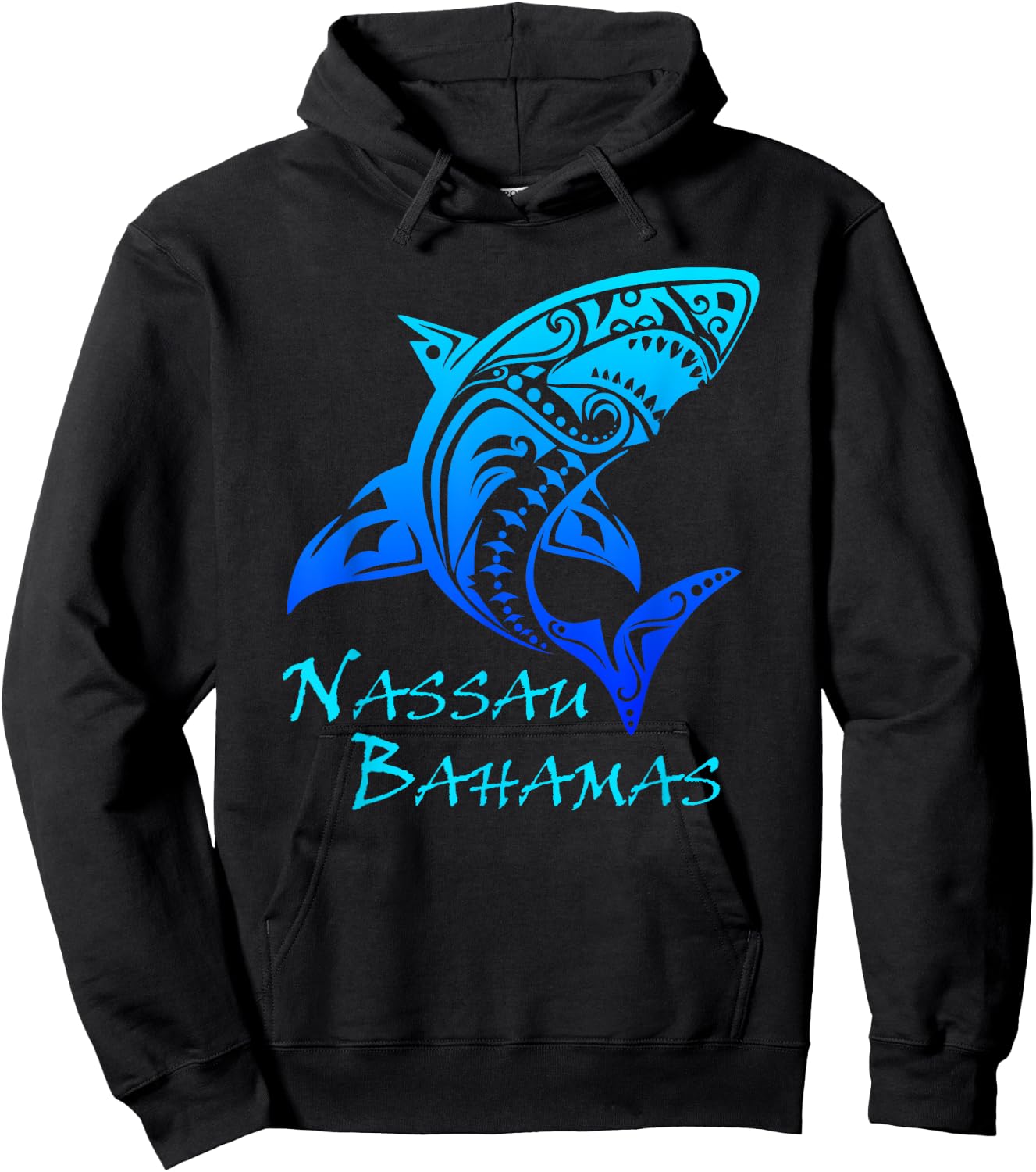 Nassau Bahamas Vintage Retro Tribal Shark Vacation Hoodie - Hoodie | Black